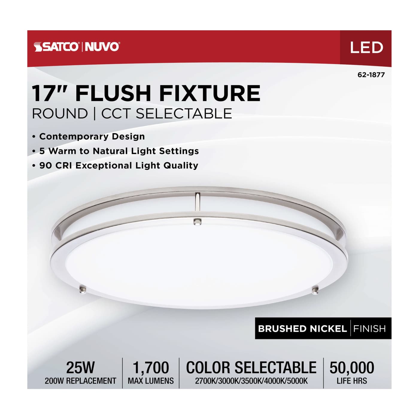 LED GLAMOUR BN 17" FLUSH - 62-1877
