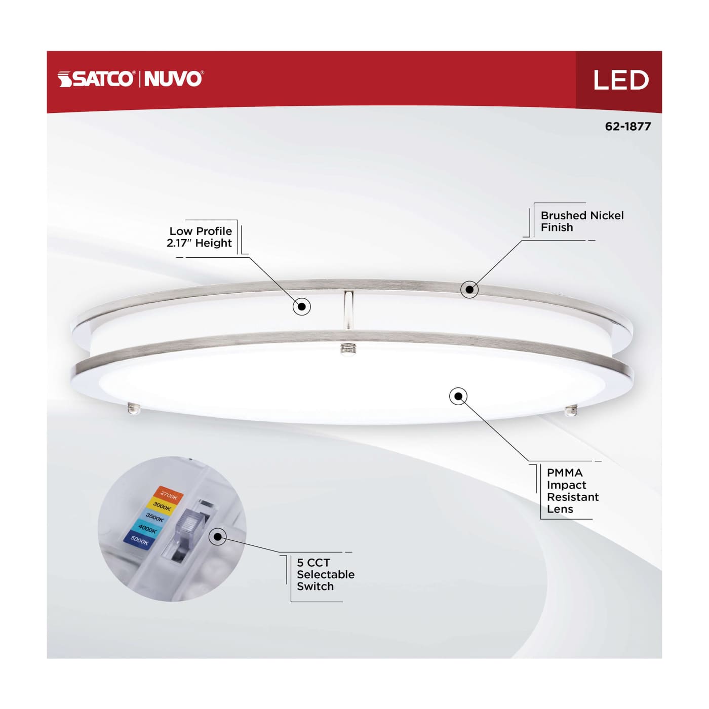 LED GLAMOUR BN 17" FLUSH - 62-1877