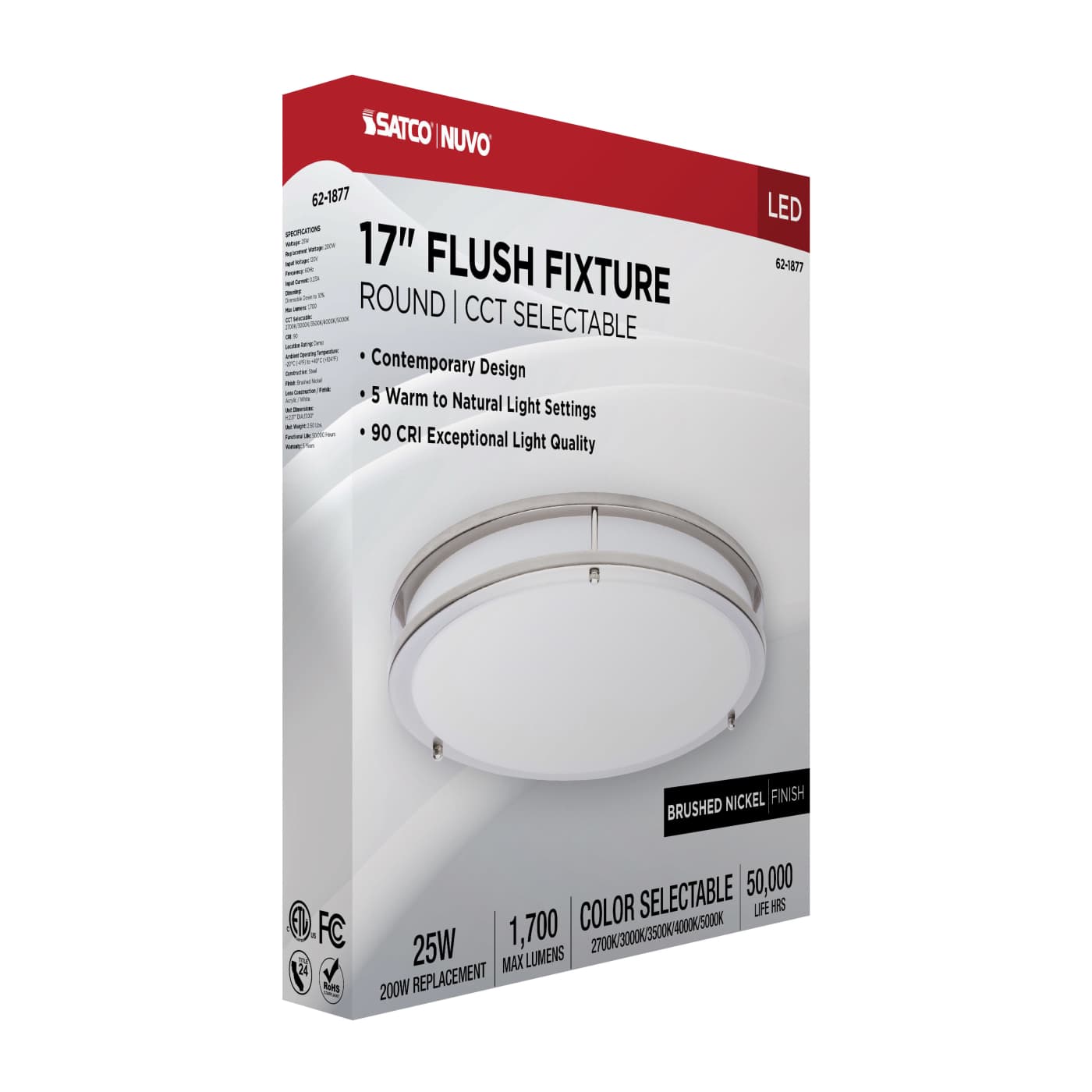 LED GLAMOUR BN 17" FLUSH - 62-1877