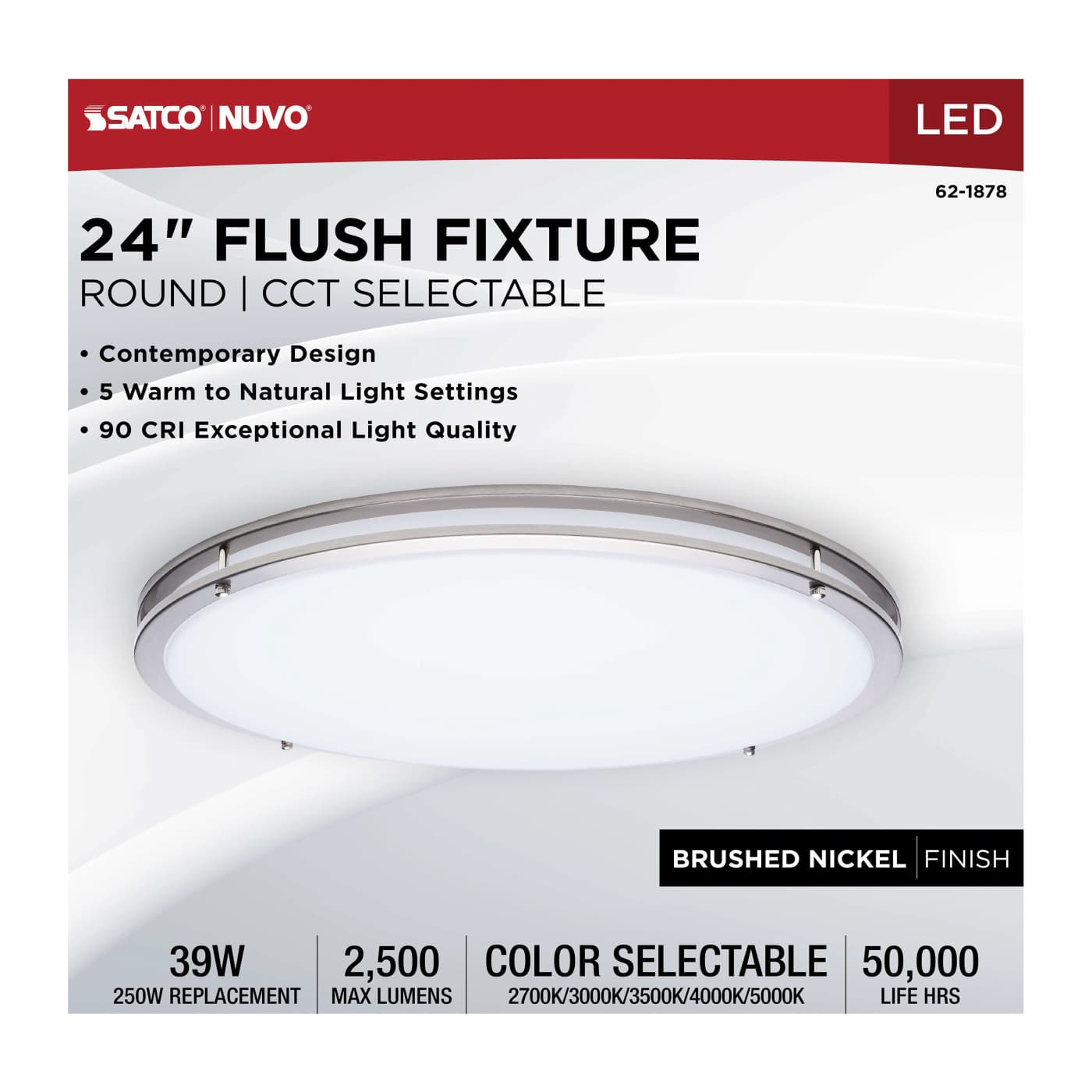 LED GLAMOUR BN 24" FLUSH - 62-1878