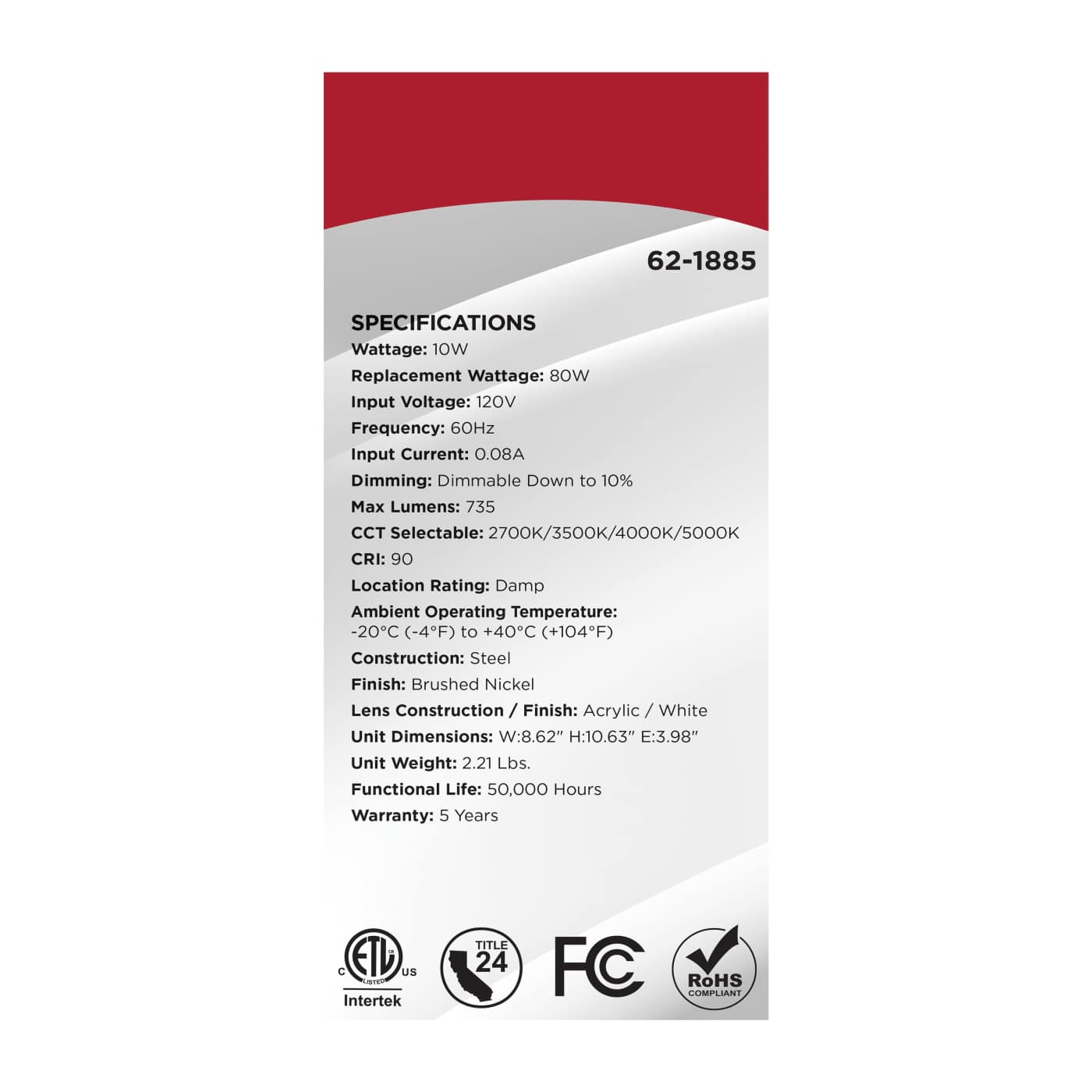 LED GLAMOUR BN WALL SCONCE - 62-1885