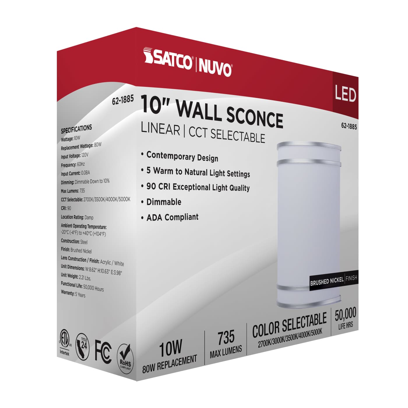 LED GLAMOUR BN WALL SCONCE - 62-1885