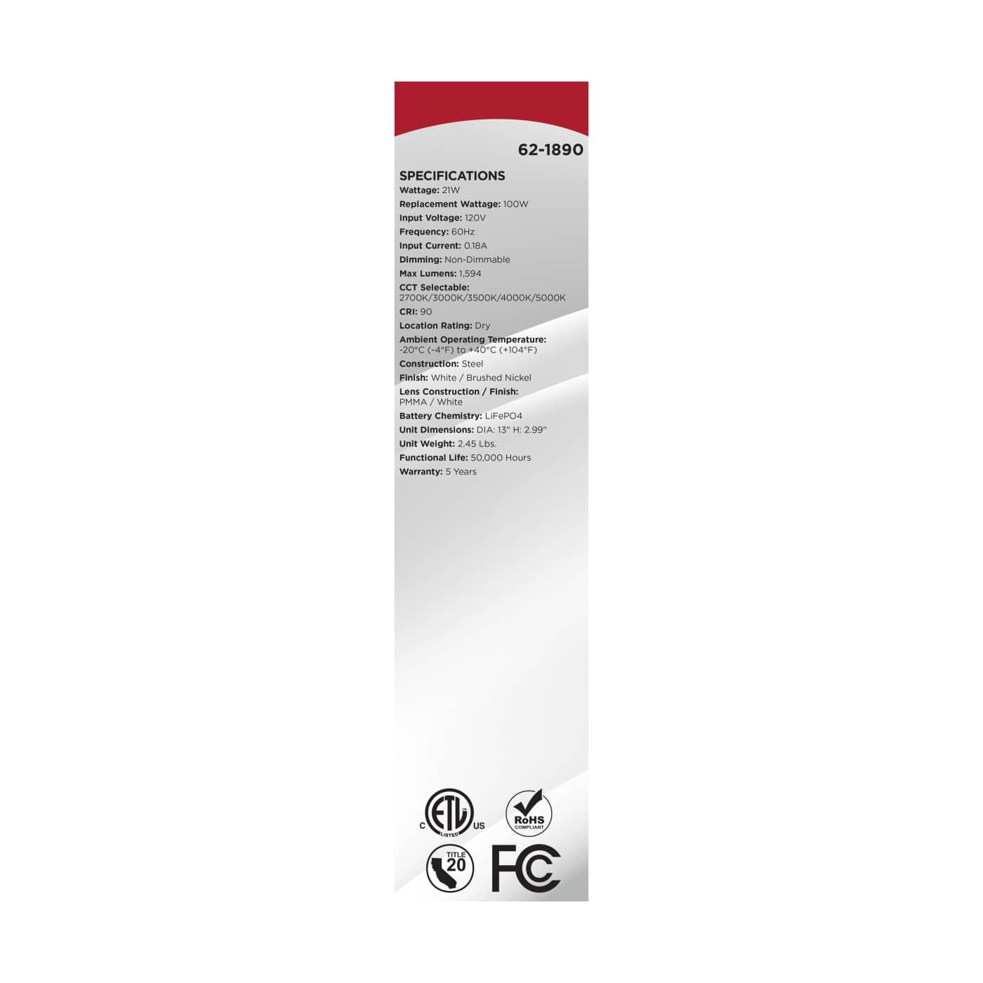 LED EM 13" GLAMOUR FLUSH - 62-1890