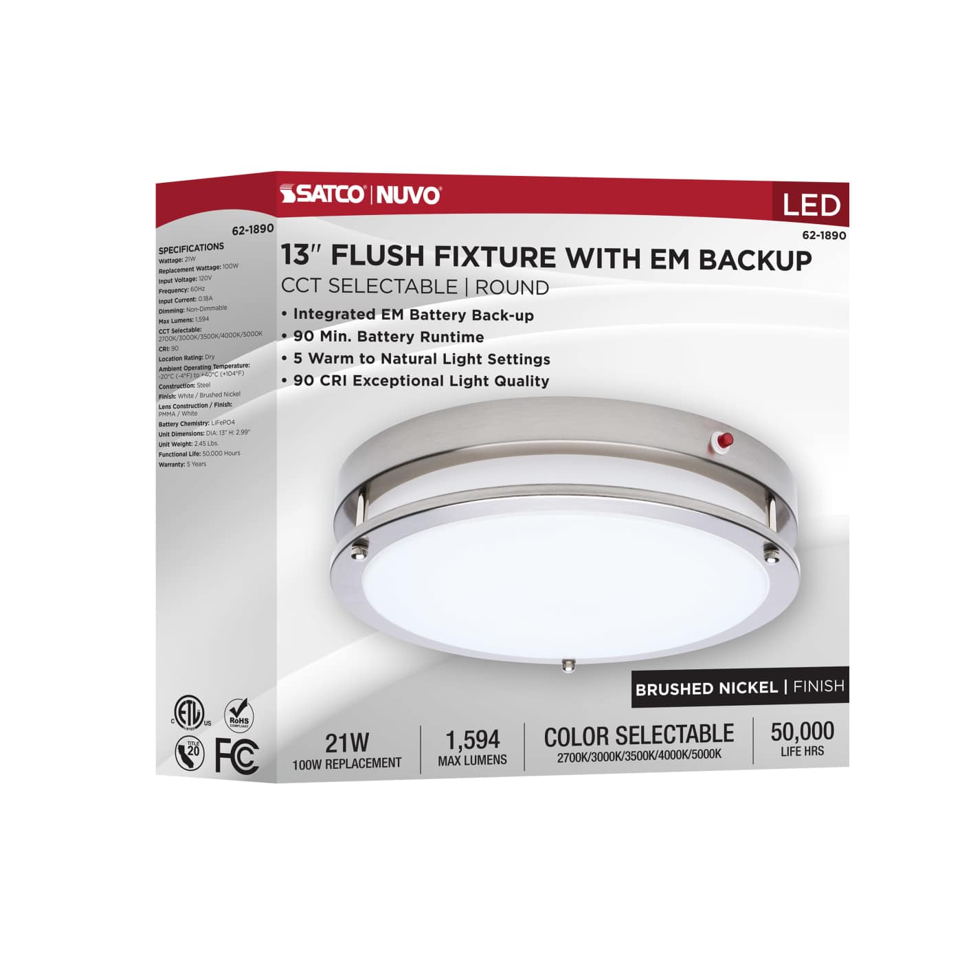 LED EM 13" GLAMOUR FLUSH - 62-1890