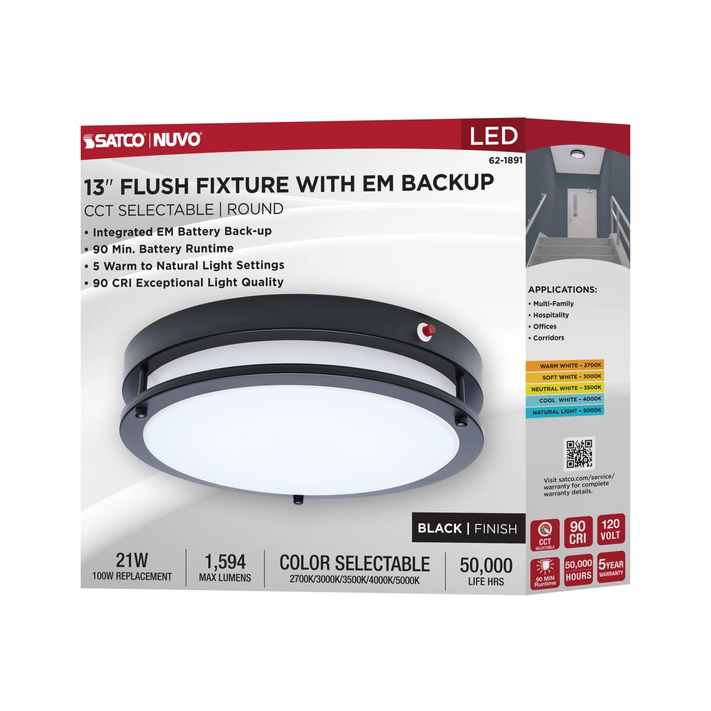 LED EM 13" GLAMOUR FLUSH - 62-1891