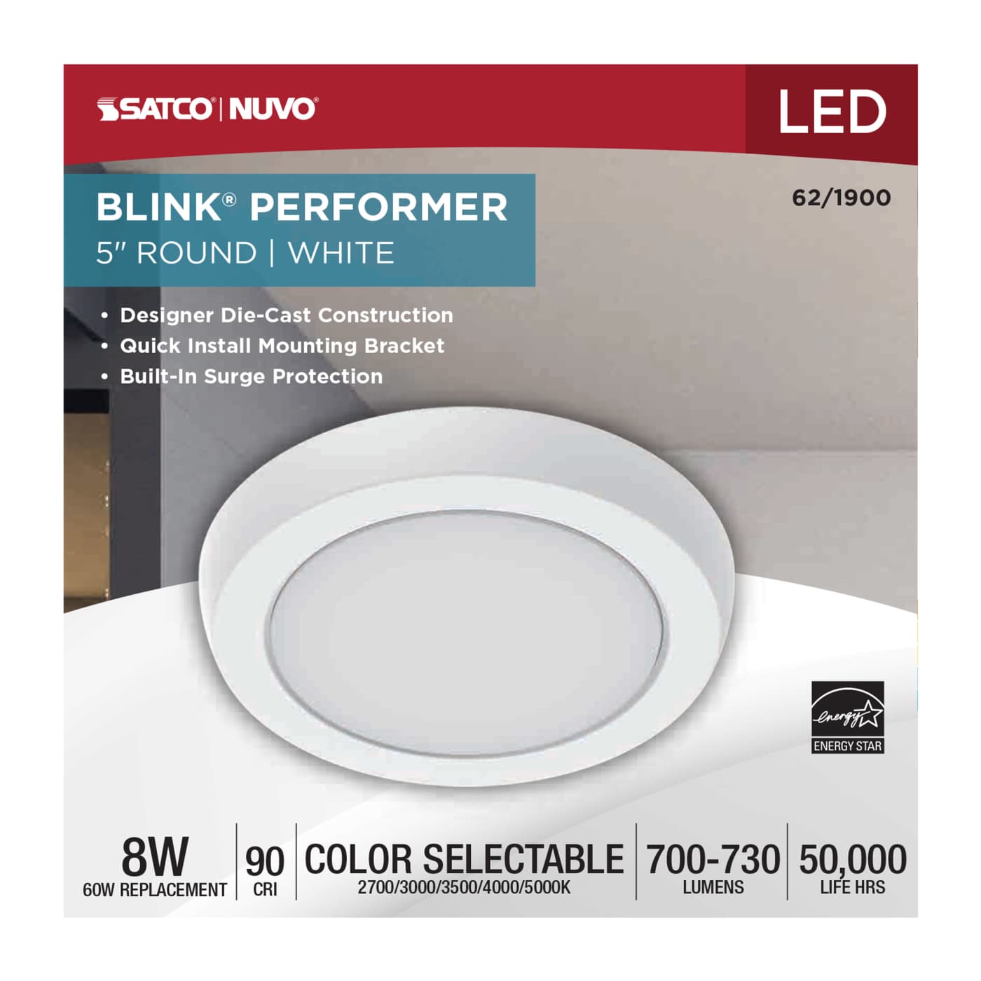 BLINK 8W LED 5" ROUND WHITE - 62-1900