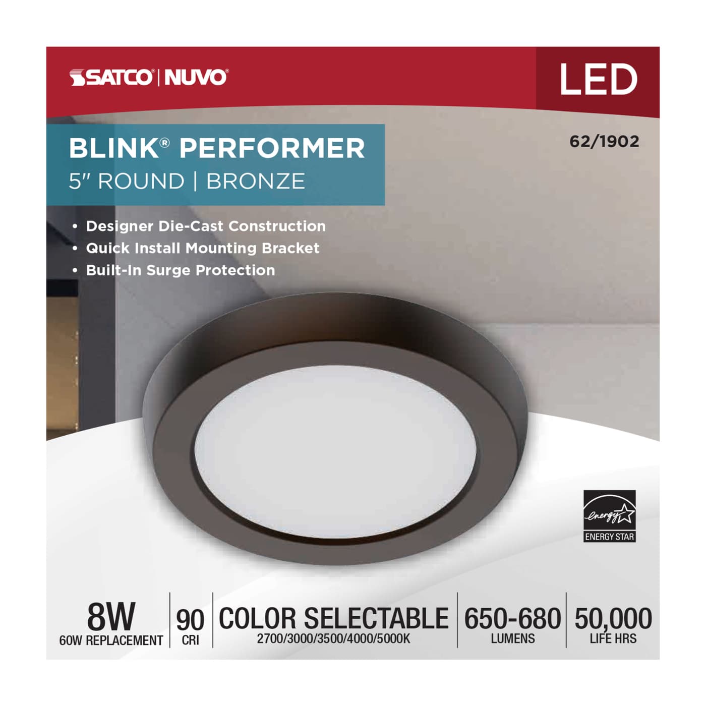 BLINK 8W LED 5" ROUND BRONZE - 62-1902