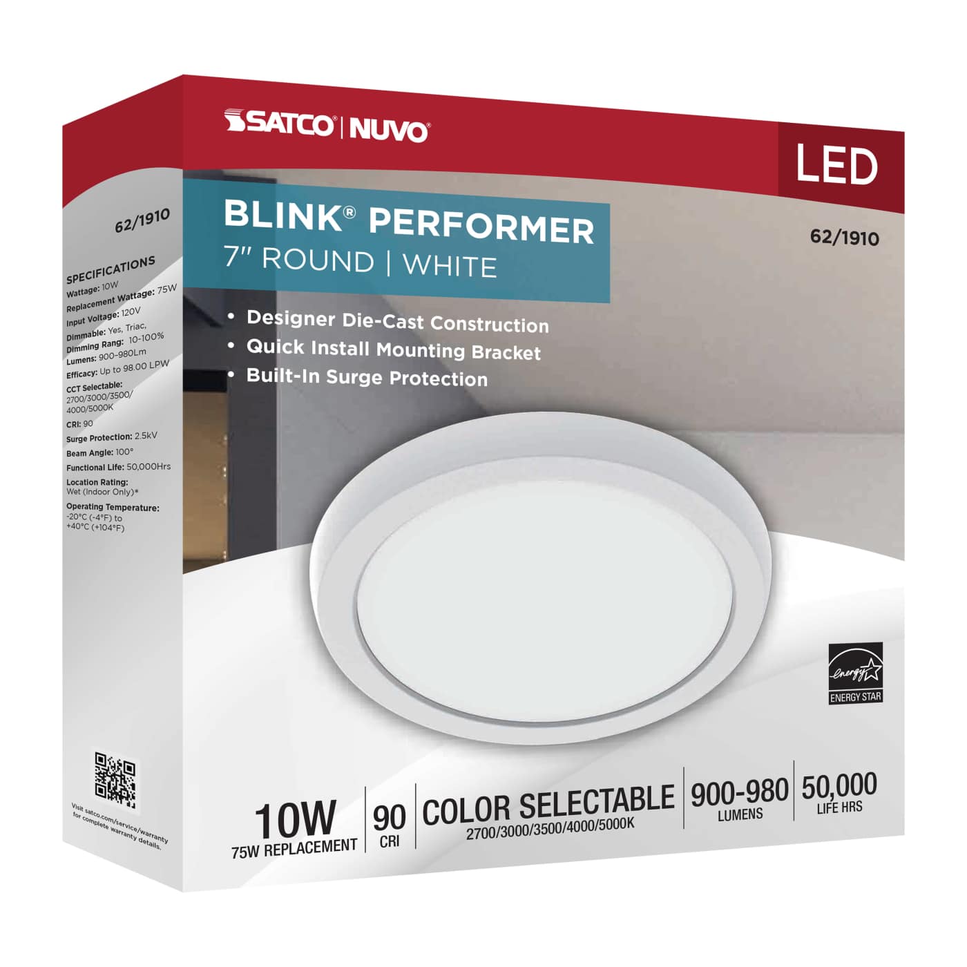 BLINK 10W LED 7" ROUND WHITE - 62-1910