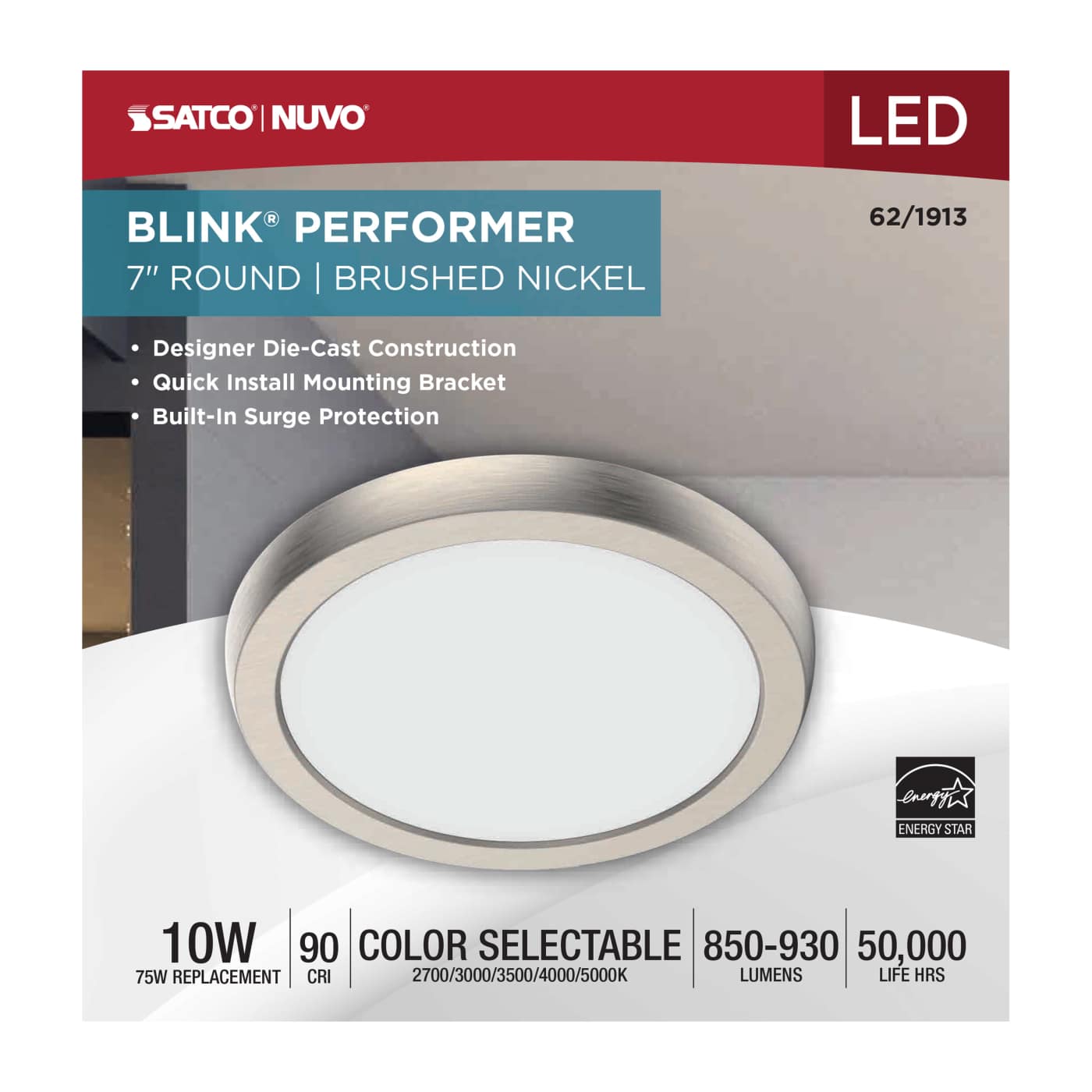 BLINK 10W LED 7" RND BR. NICK - 62-1913