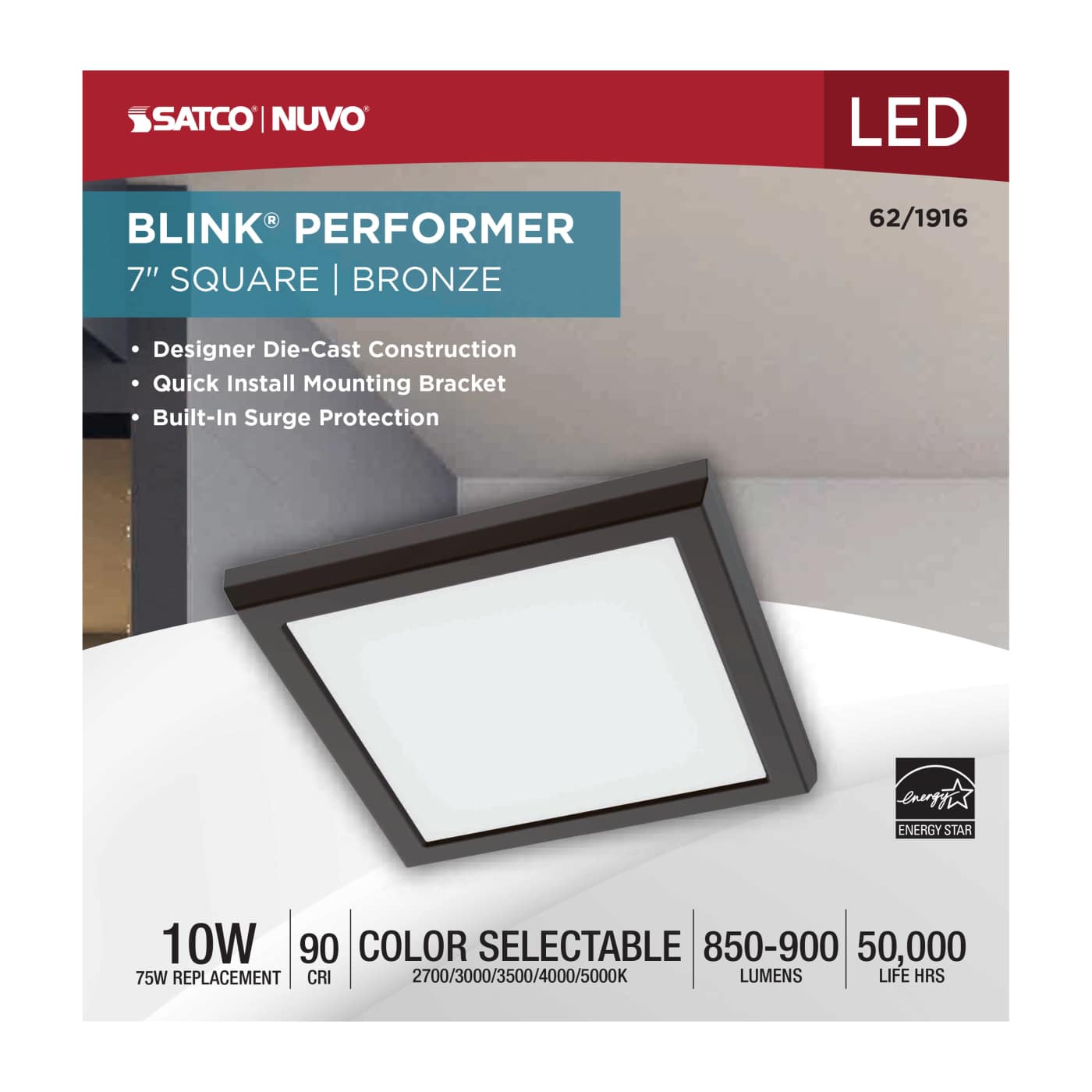BLINK 10W LED 7" SQUARE BRONZE - 62-1916