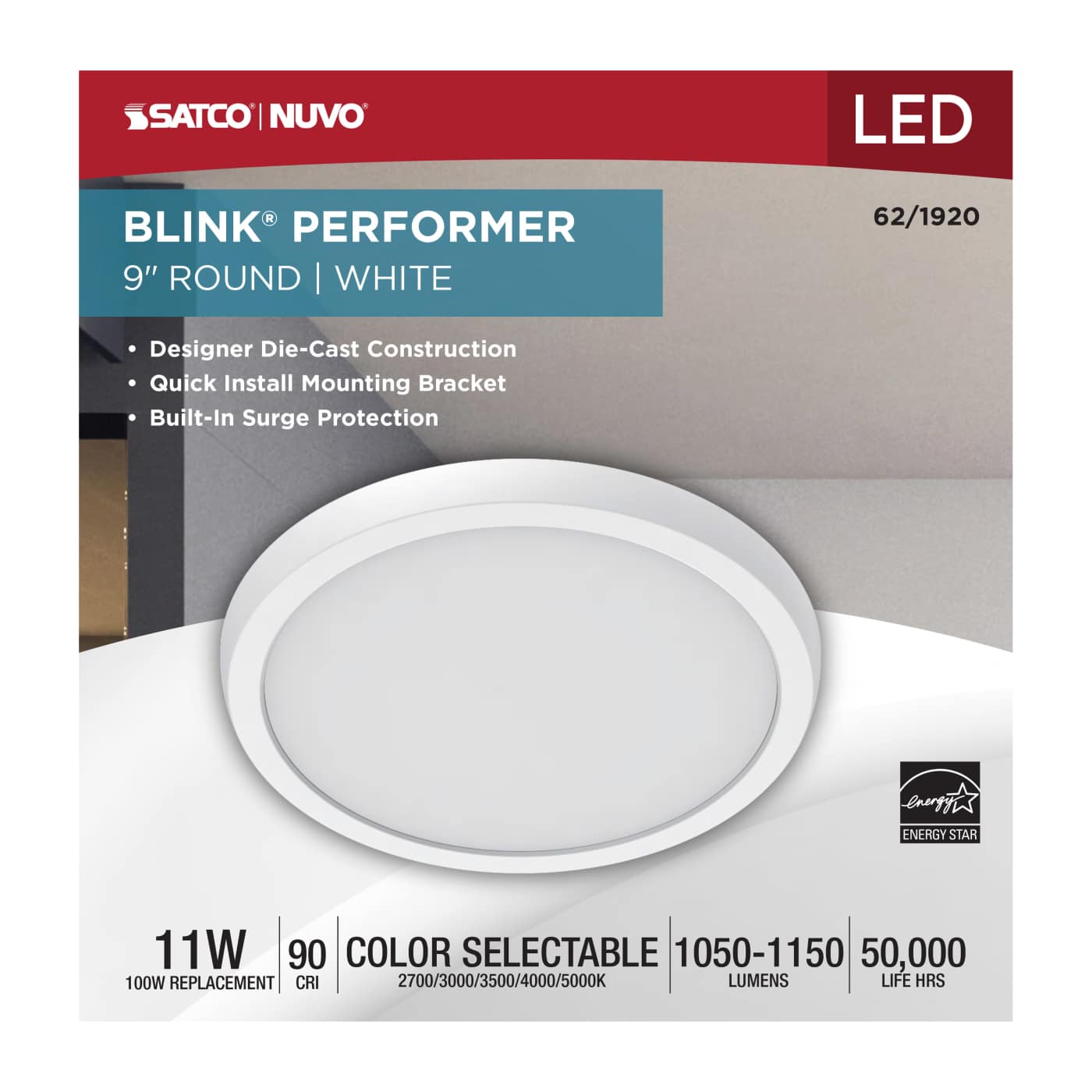 BLINK 11W LED 9" ROUND WHITE - 62-1920