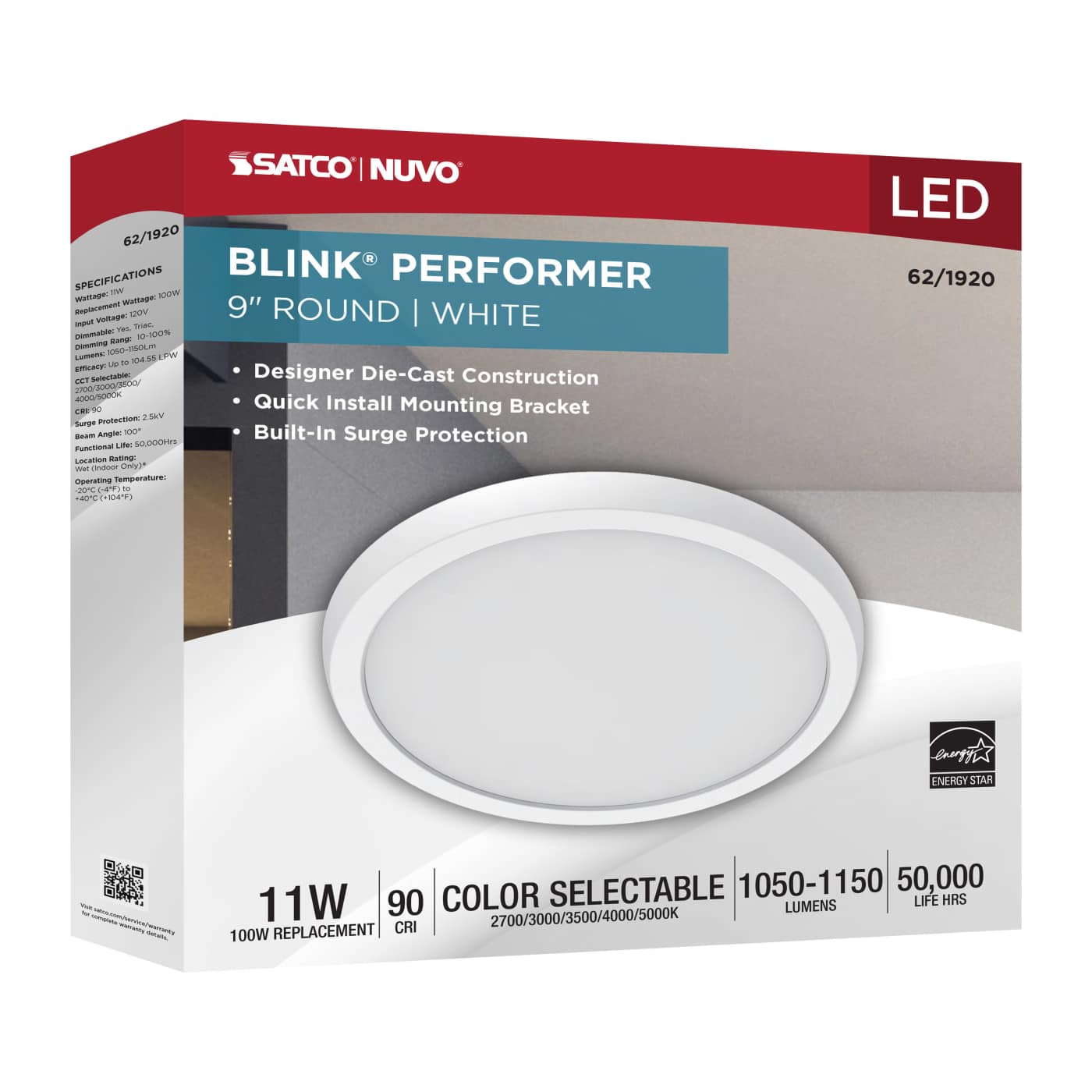 BLINK 11W LED 9" ROUND WHITE - 62-1920