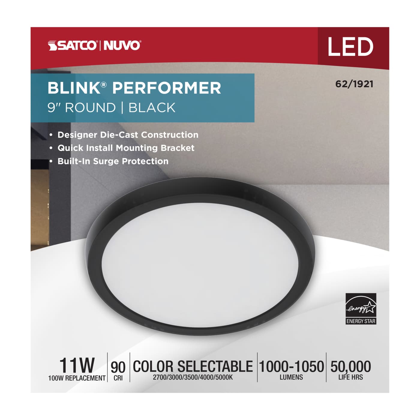 BLINK 11W LED 9" ROUND BLACK - 62-1921