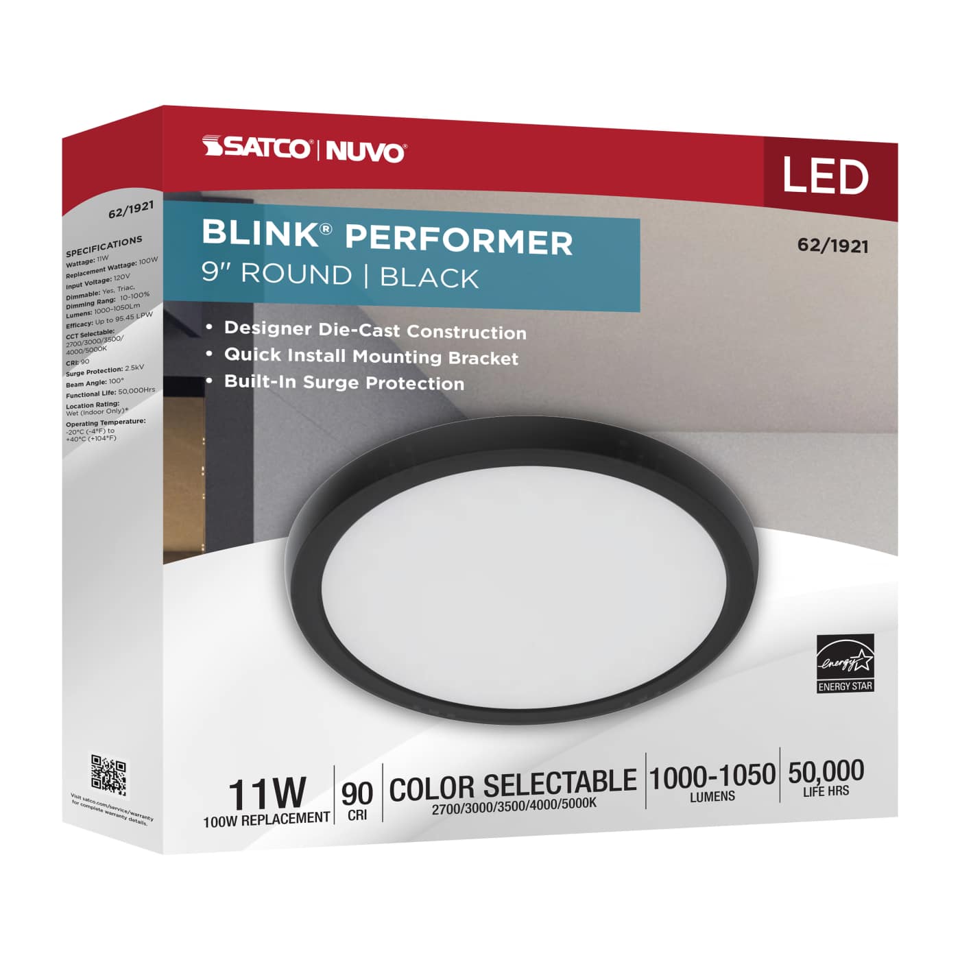 BLINK 11W LED 9" ROUND BLACK - 62-1921