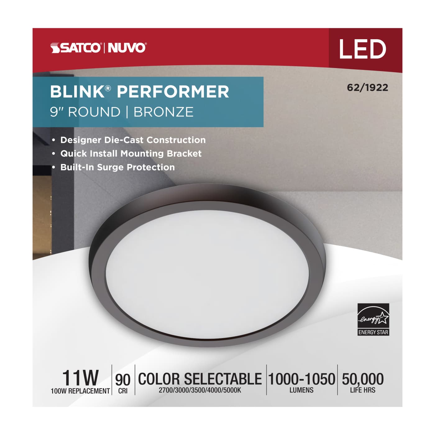 BLINK 11W LED 9" ROUND BRONZE - 62-1922
