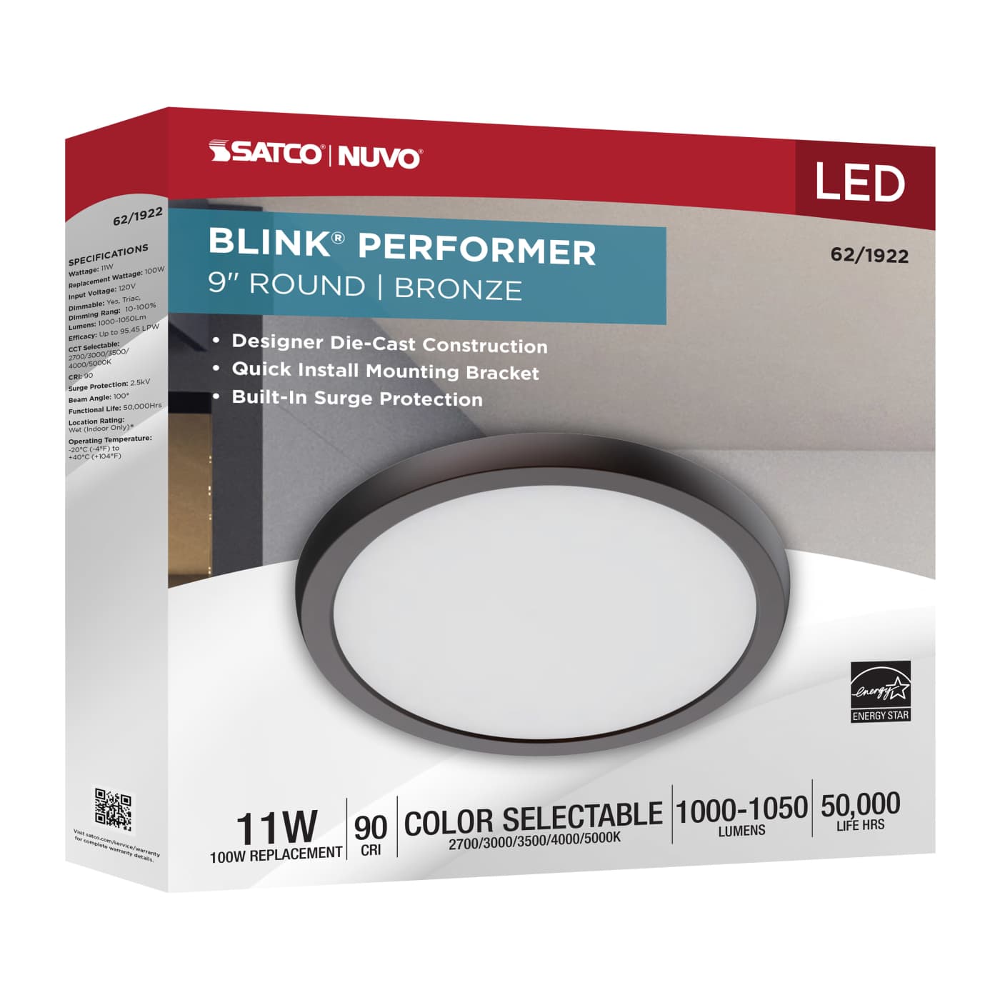BLINK 11W LED 9" ROUND BRONZE - 62-1922