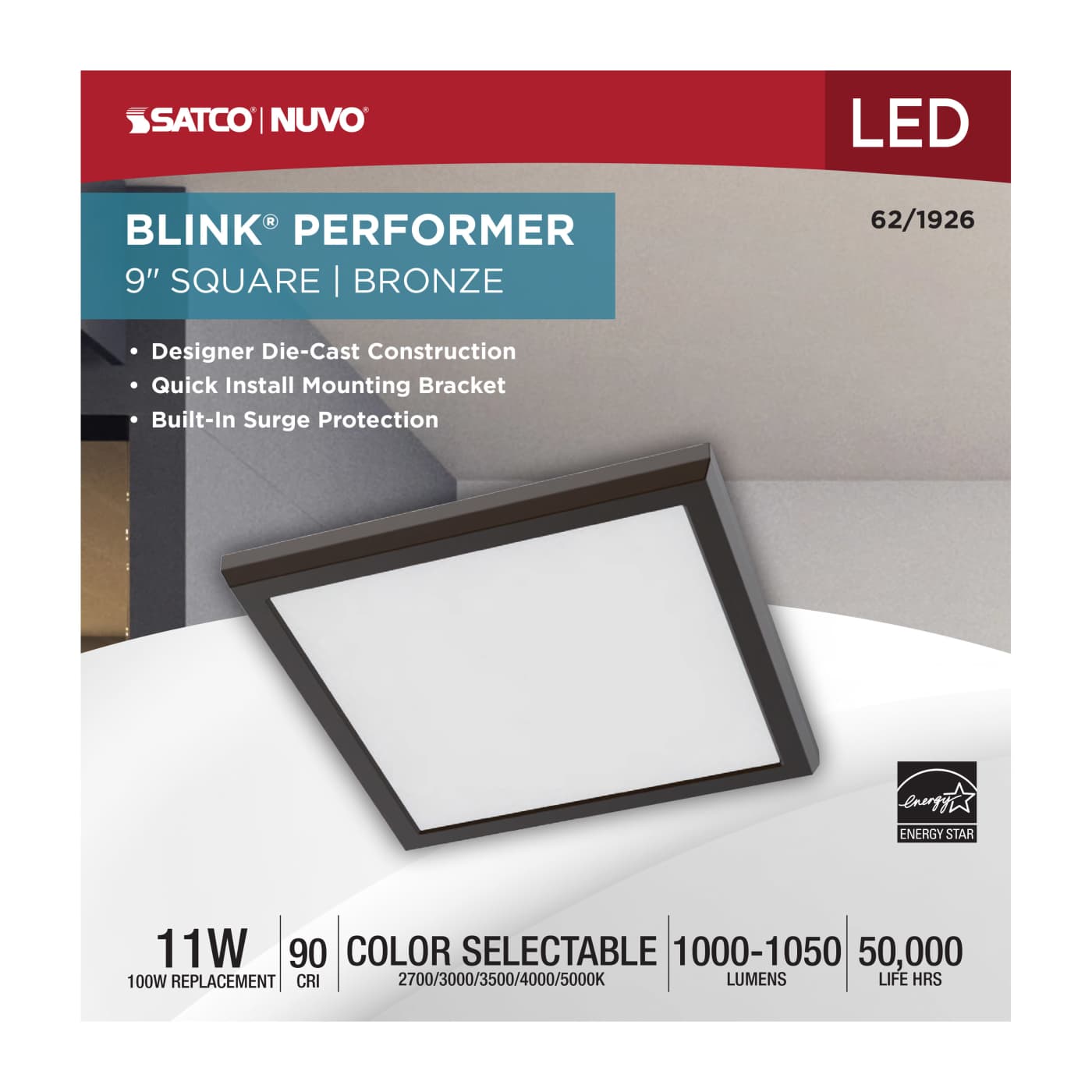 BLINK 11W LED 9" SQUARE BRONZE - 62-1926