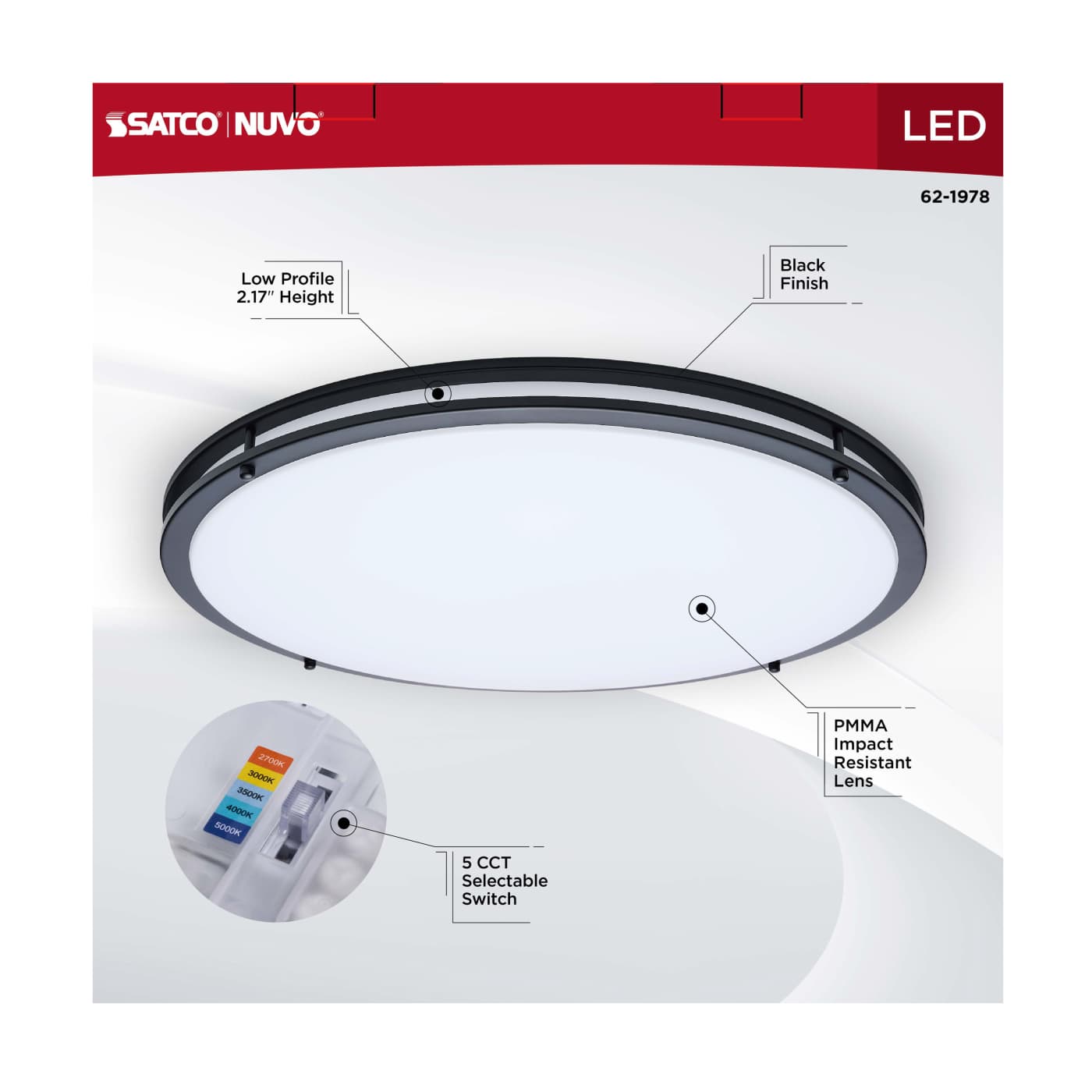 LED GLAMOUR BL 24" FLUSH - 62-1978