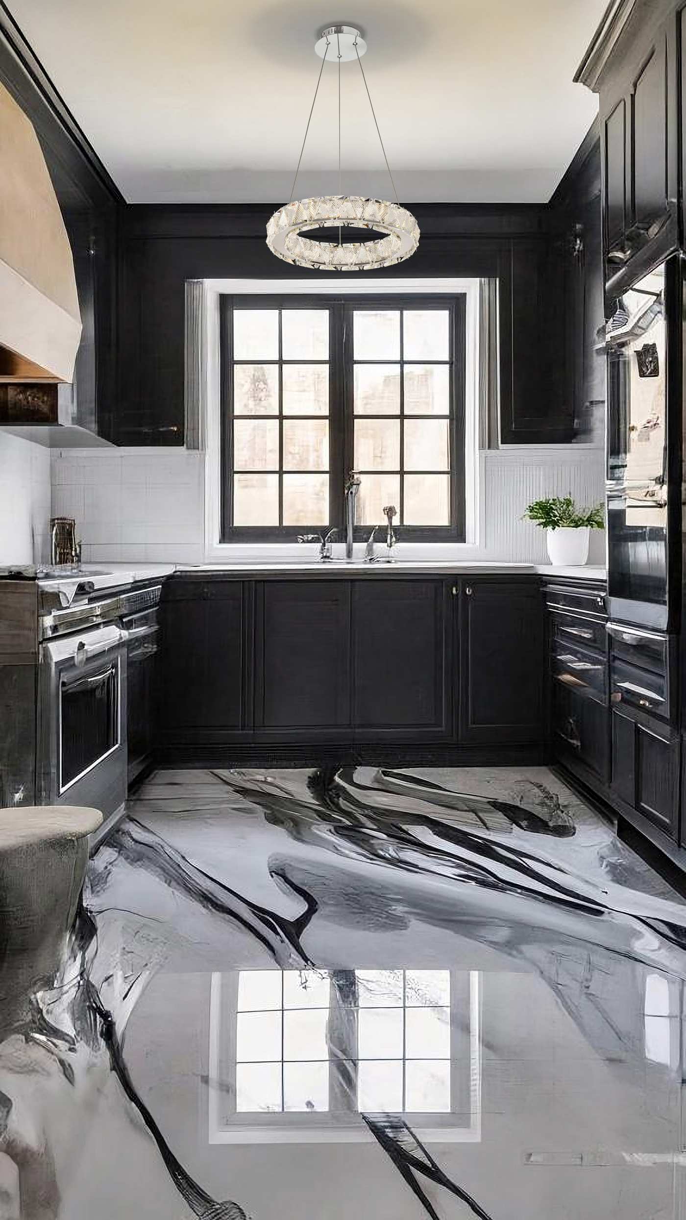 ASHER 15" ROUND CRYSTAL PENDAN - 62-2441