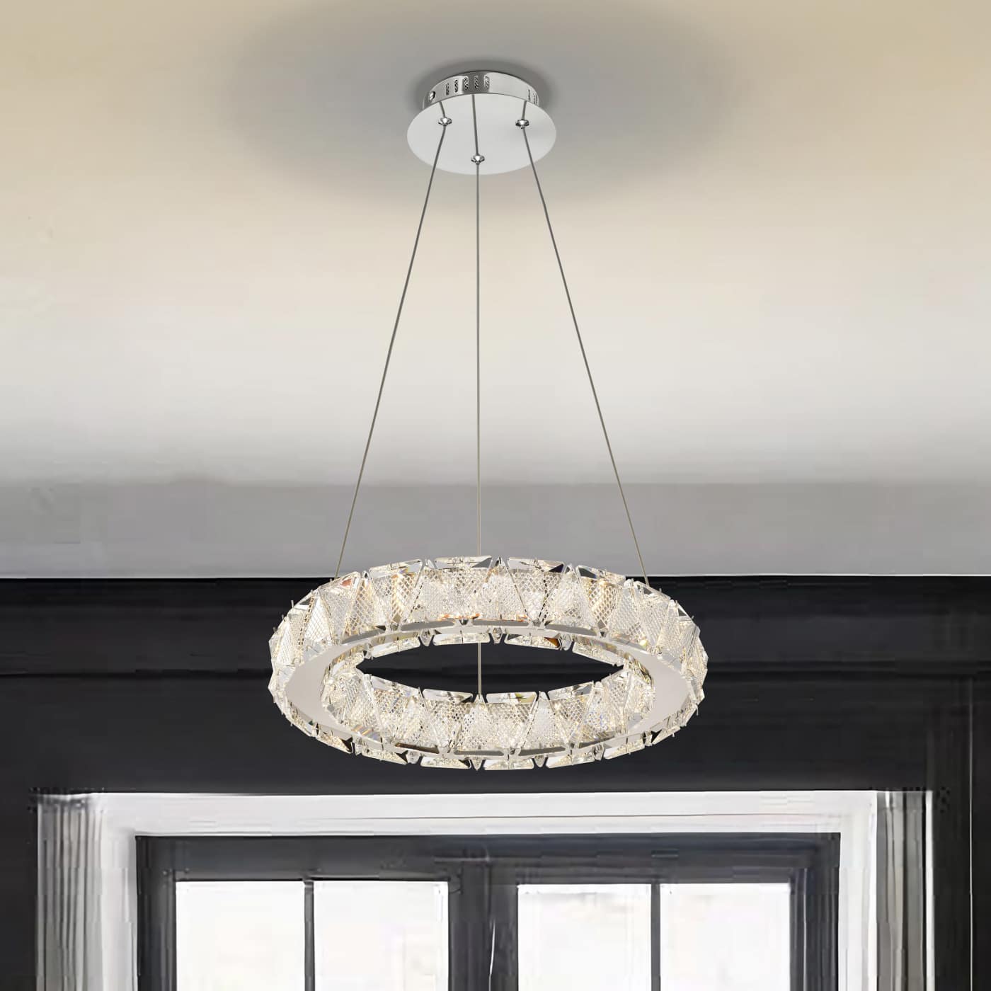 ASHER 15" ROUND CRYSTAL PENDAN - 62-2441