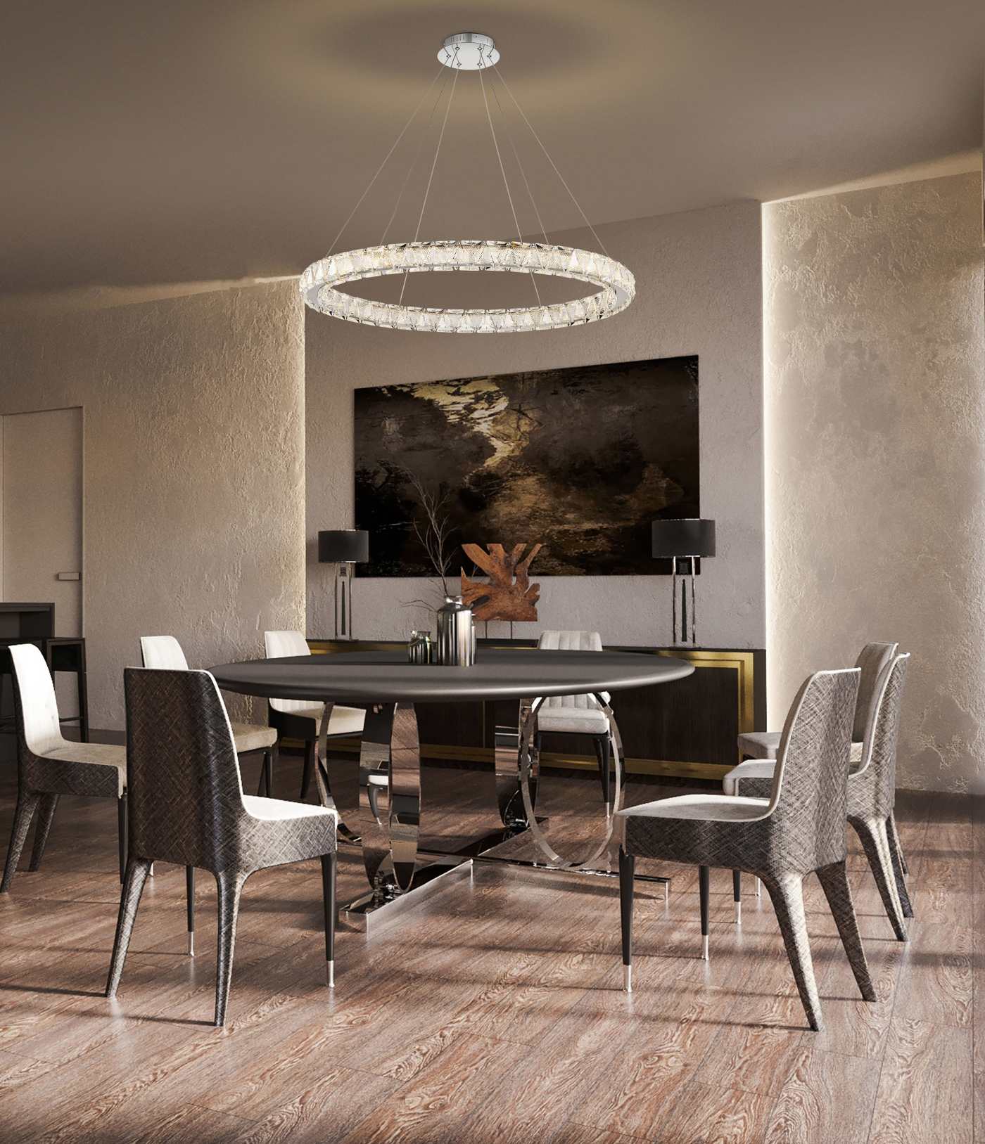 ASHER 36" ROUND CRYSTAL PENDAN - 62-2442