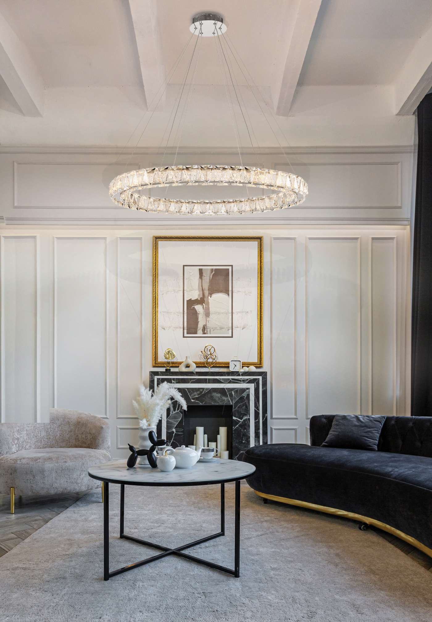 ASHER 36" ROUND CRYSTAL PENDAN - 62-2442