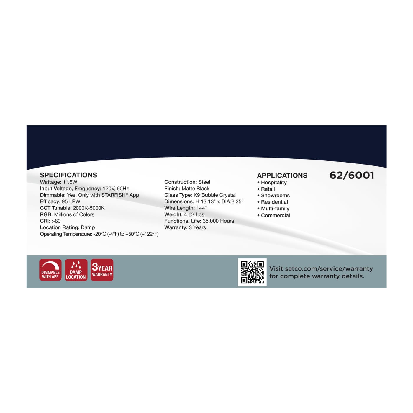 LACEY 2" LED RGB/TW PENDANT - 62-6001