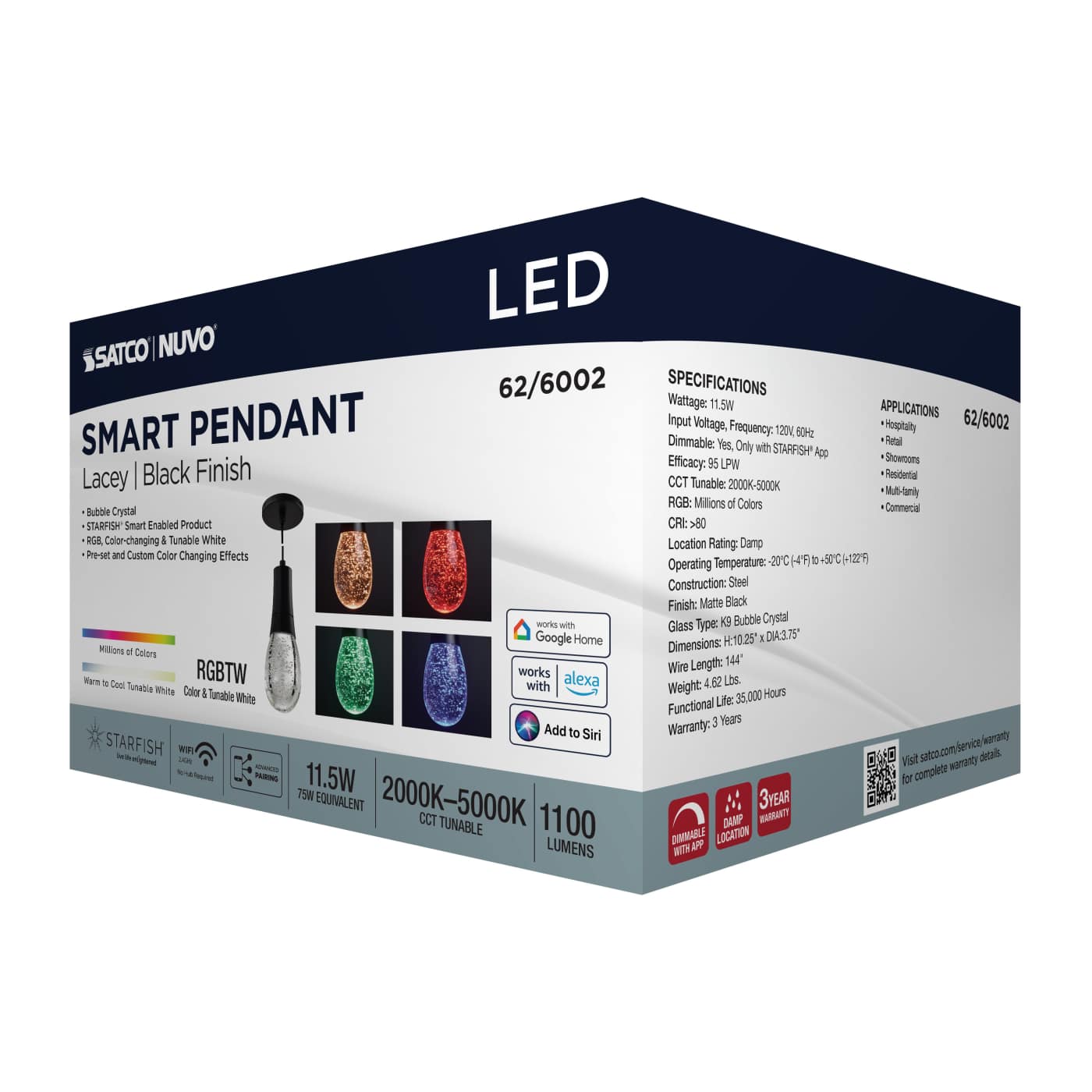 LACEY 4" LED RGB/TW PENDANT - 62-6002