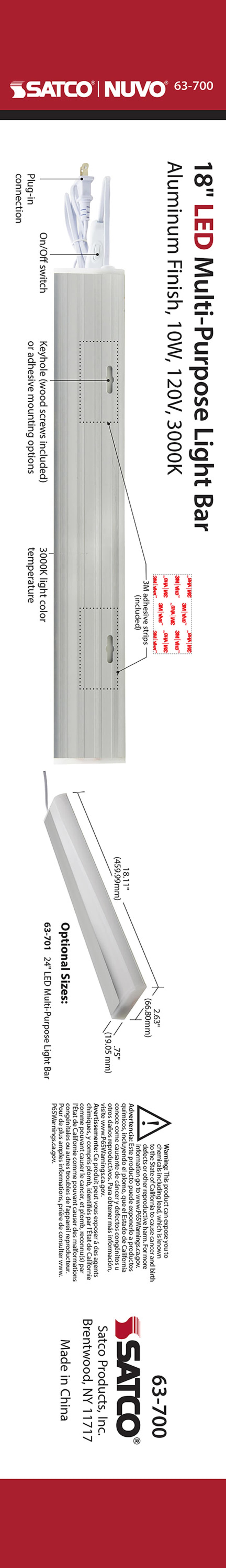 UNDER CAB LIGHT BAR LED 18" - 63-700