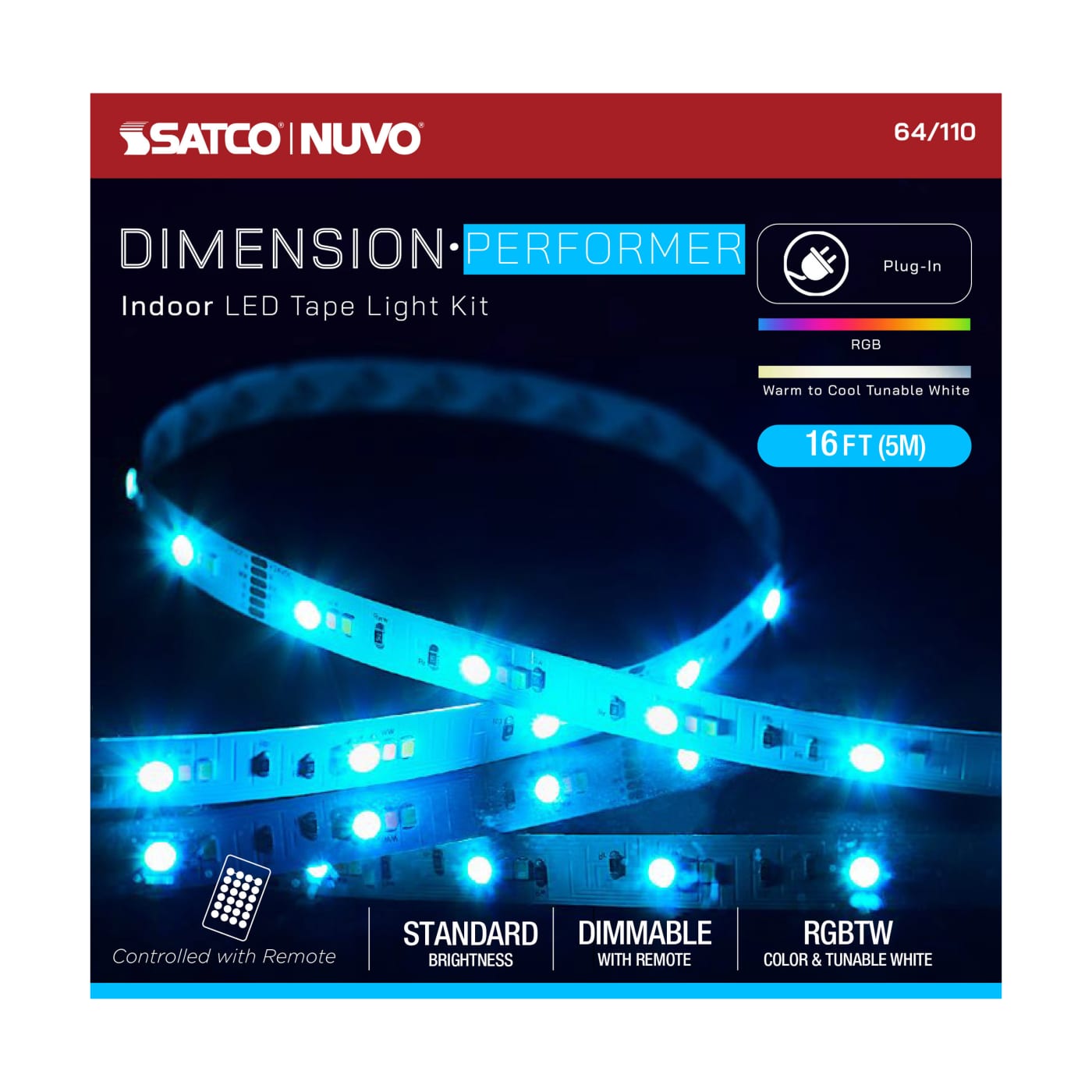 TAPE/RGBTW/IP20/PLUG/16' - 64-110