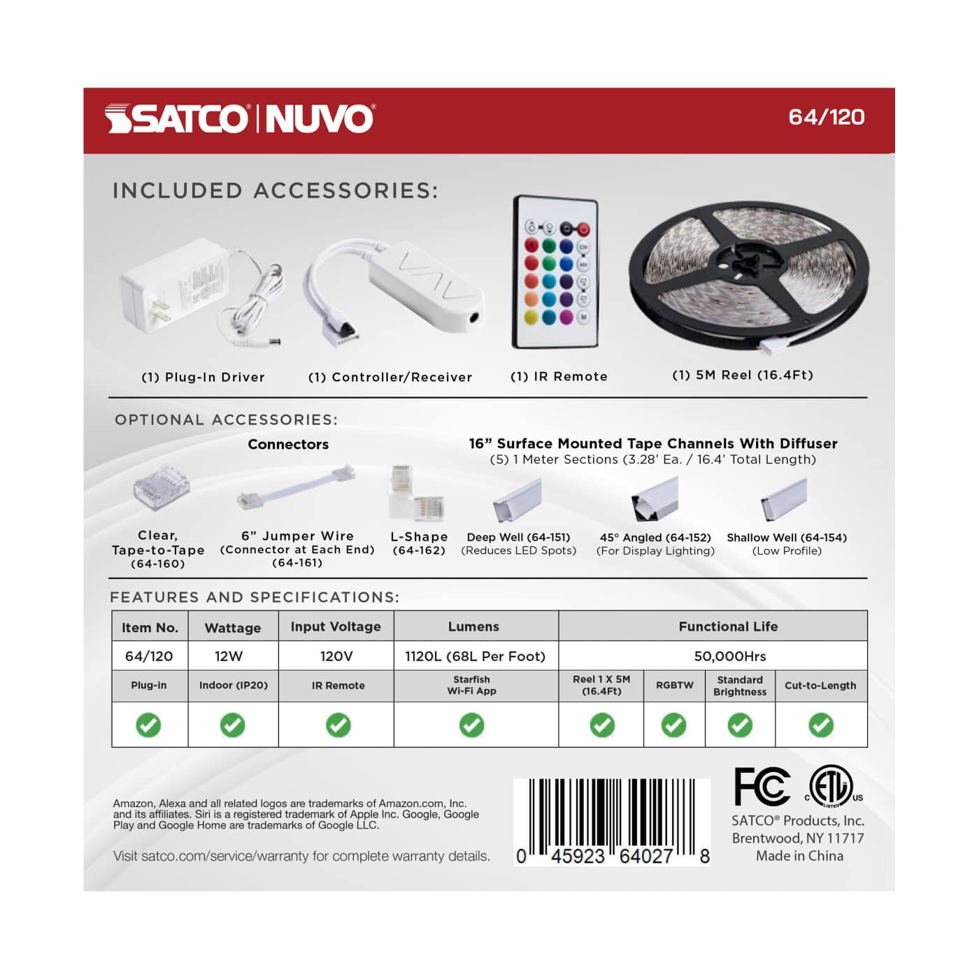 TAPE/RGBTW/IP20/PLUG/SF/16' - 64-120