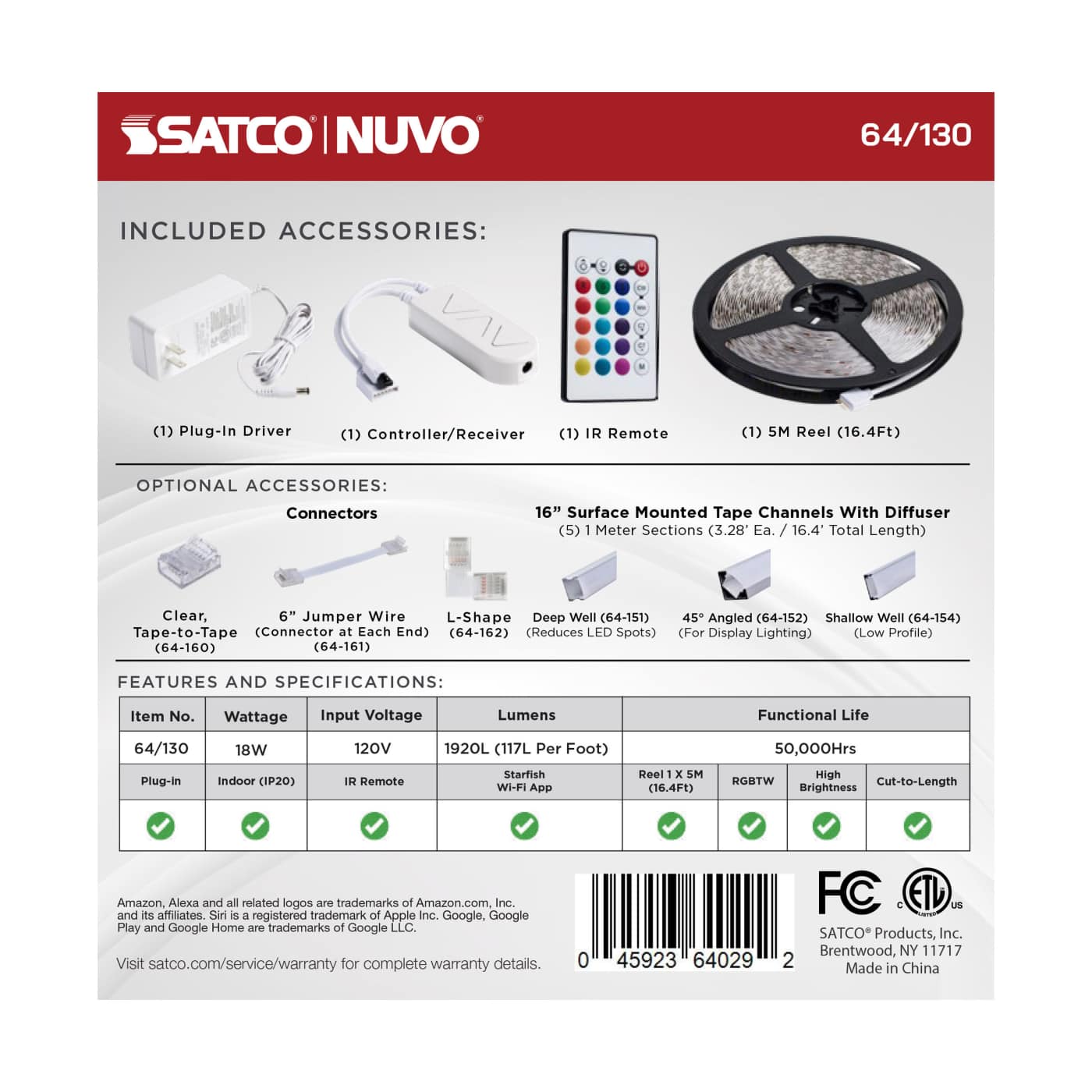 TAPE/RGBTW-HO/IP20/PLUG/SF/16' - 64-130