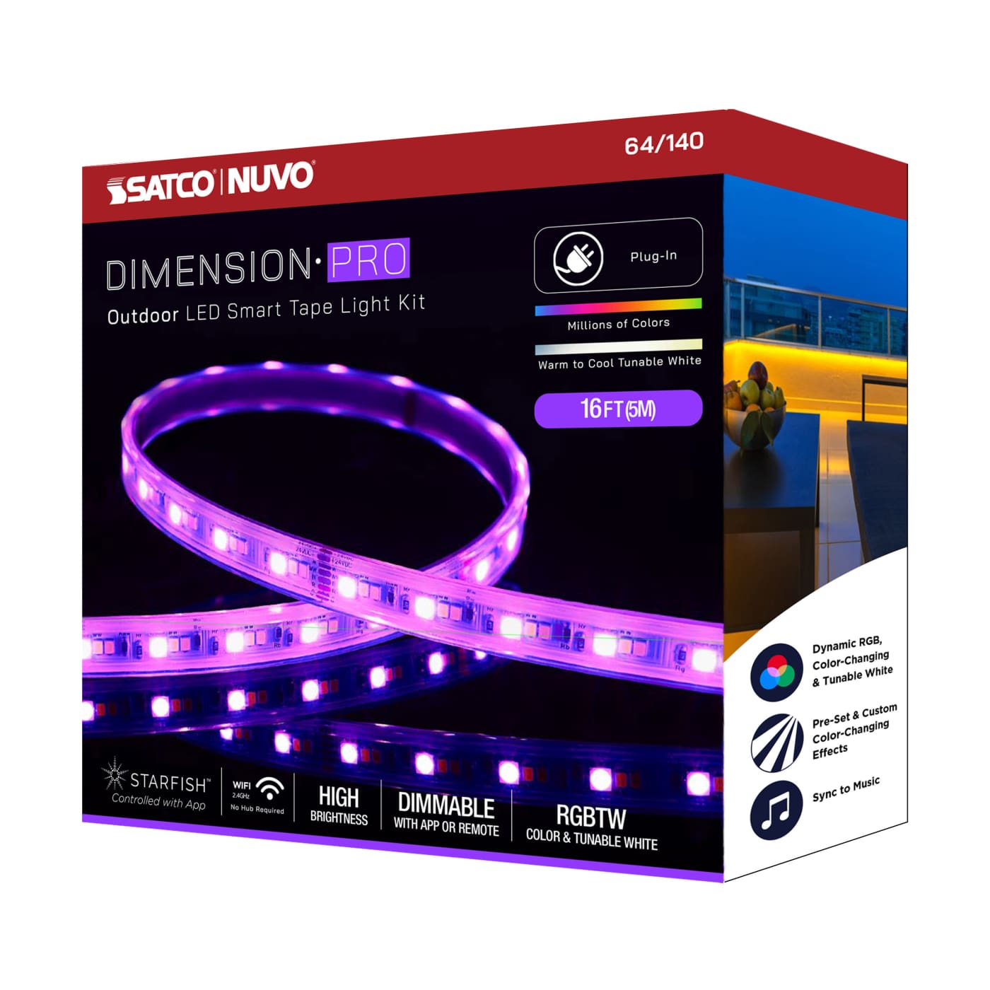 TAPE/RGBTW-HO/IP65/PLUG/SF/16' - 64-140