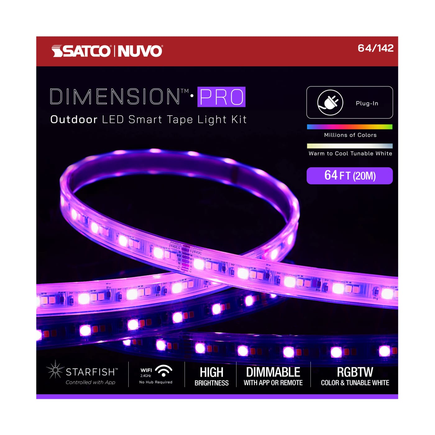 TAPE/RGBTW-HO/IP65/PLUG/SF/64' - 64-142