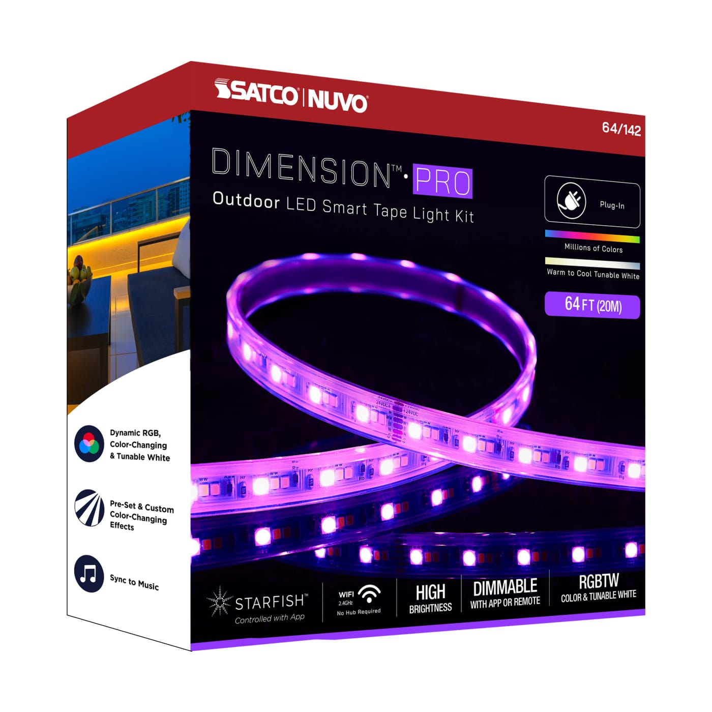 TAPE/RGBTW-HO/IP65/PLUG/SF/64' - 64-142