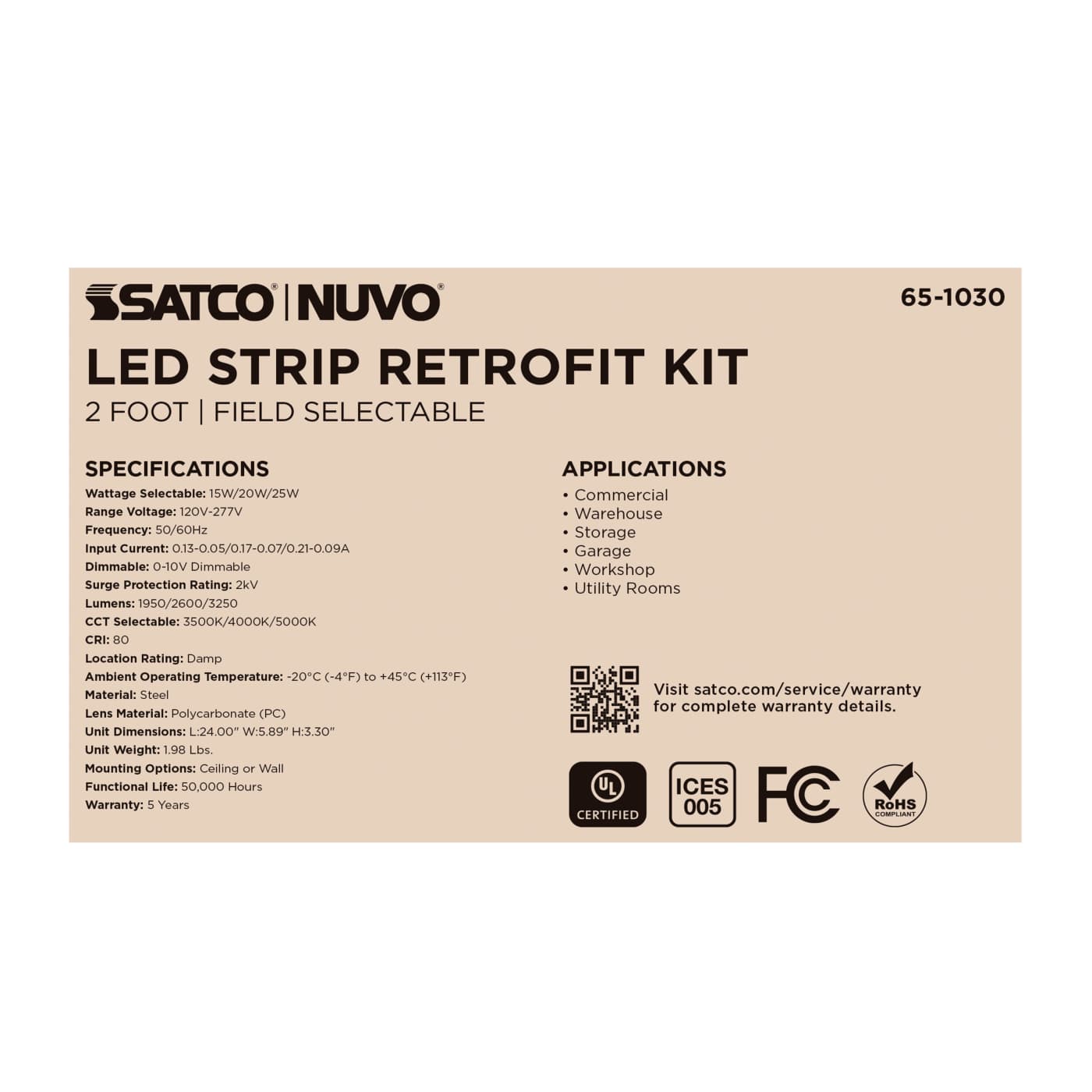 2FT 25W LED STRIP RETROFIT - 65-1030