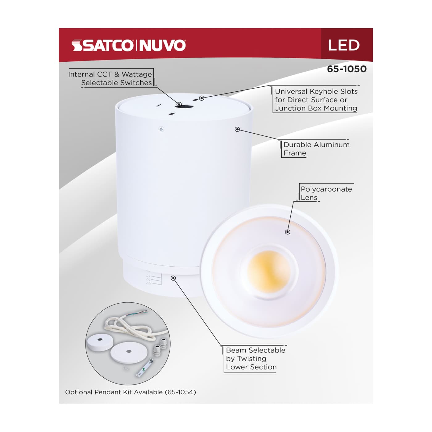 LED CYLINDER FLUSH WHITE - 65-1050