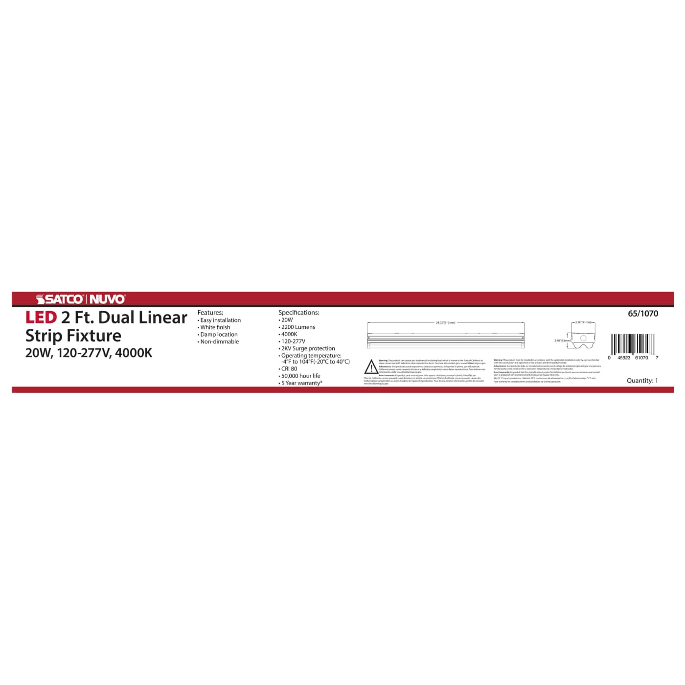 2' LED DOUBLE LIGHT STRIP - 65-1070