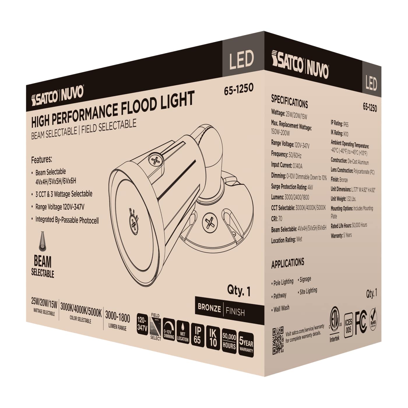 LED FLOOD 25W FIELD SEL BRONZE - 65-1250