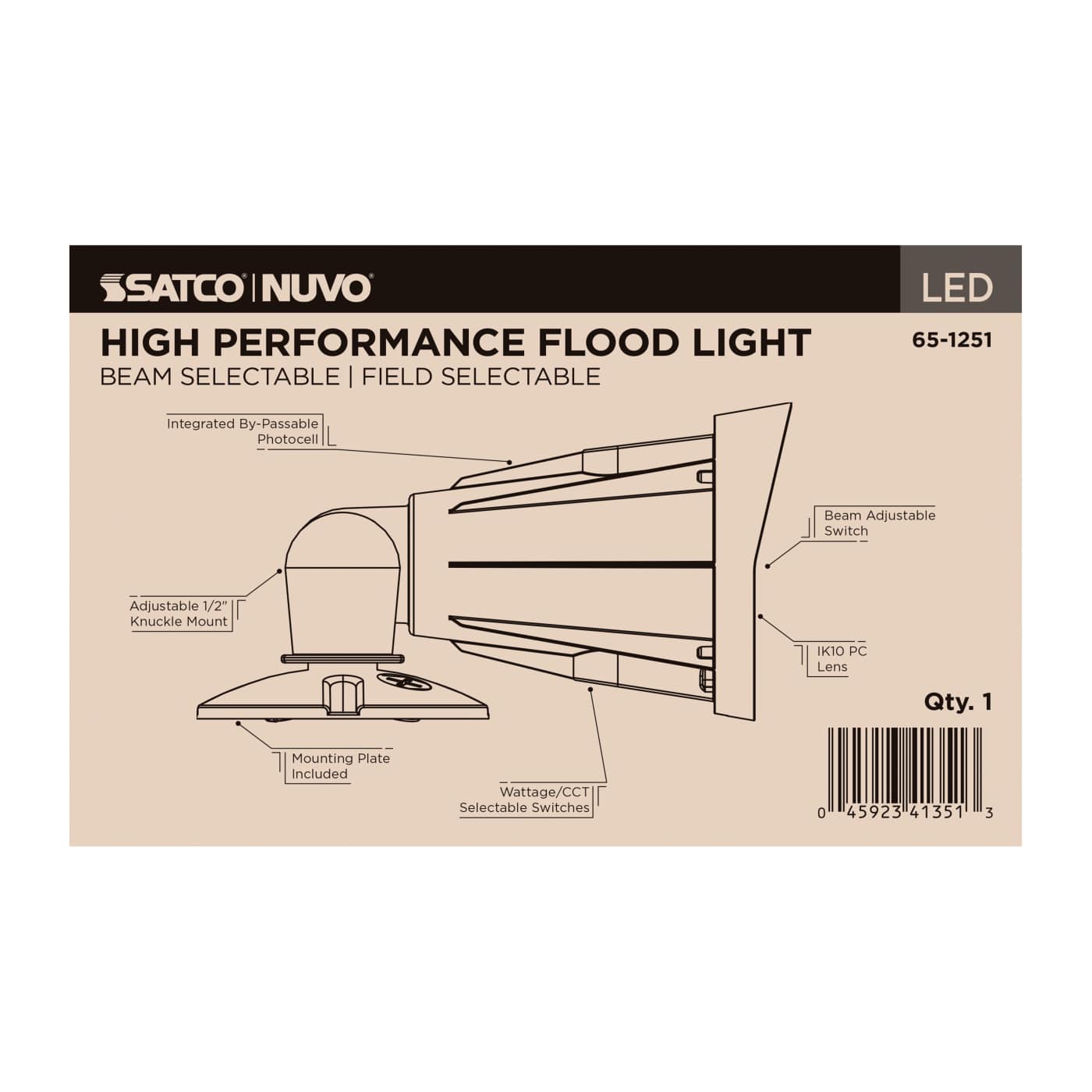 LED FLOOD 25W FIELD SEL BLACK - 65-1251