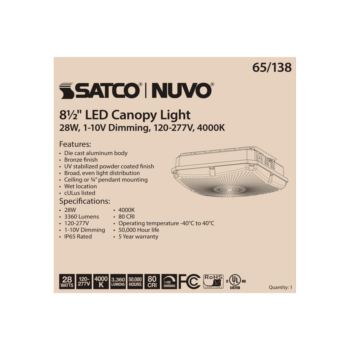 28W LED CANOPY FIXTURE 8.5" - 65-138