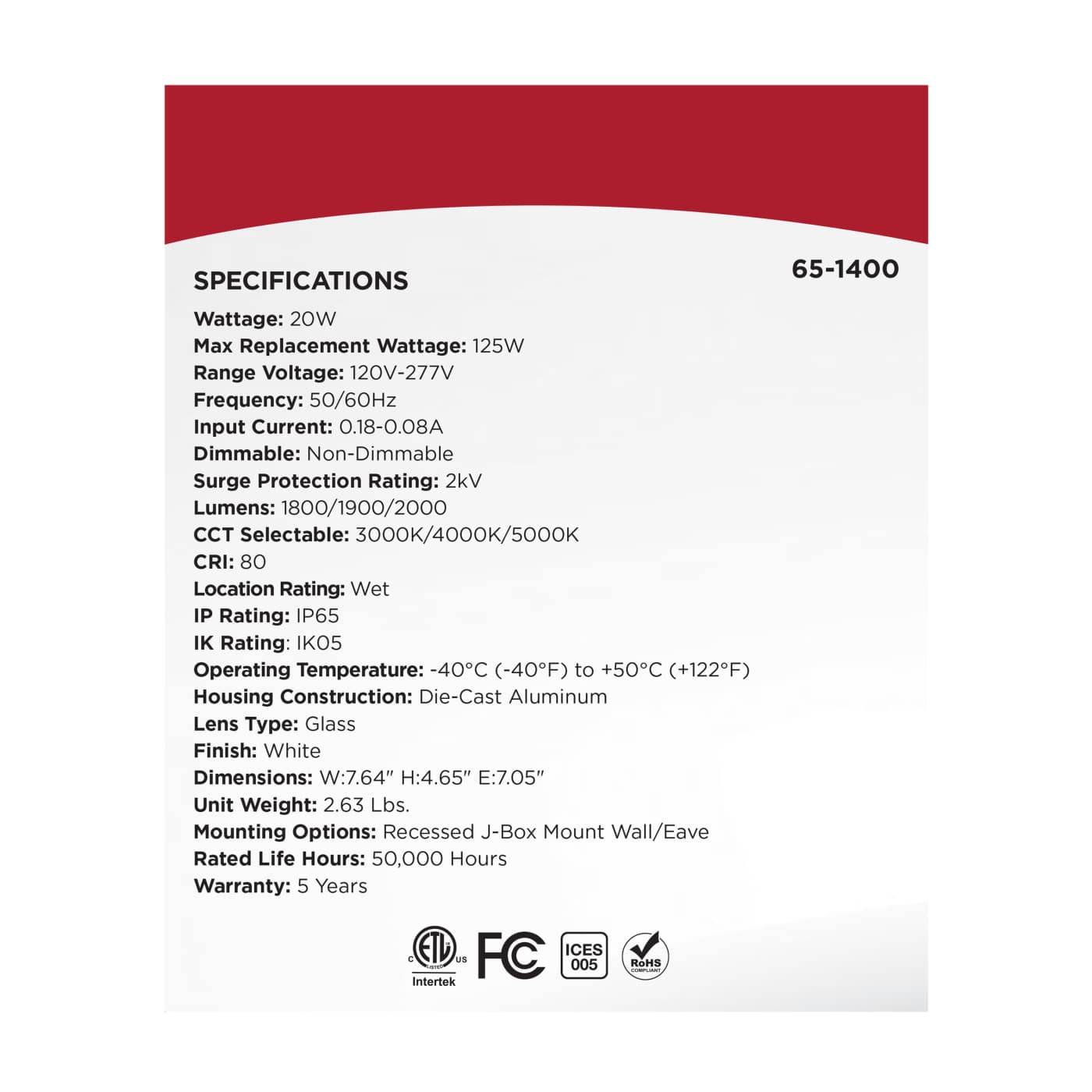 LED 2 SQUARE HEAD SECURITY LGT - 65-1400