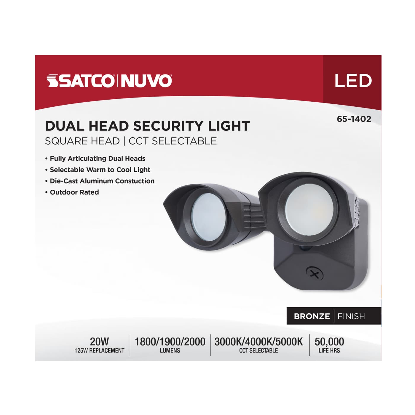 LED 2 SQUARE HEAD SECURITY LGT - 65-1402