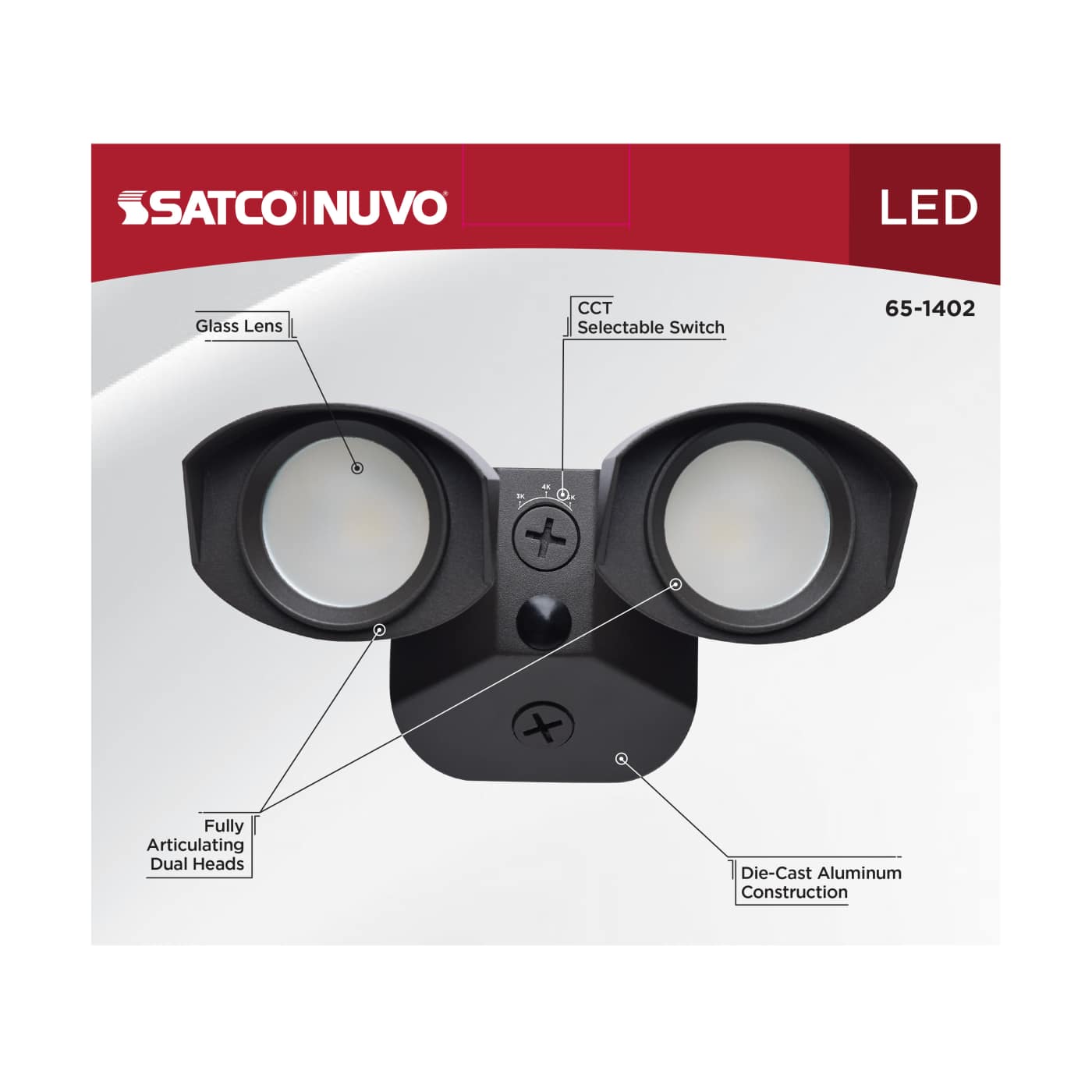 LED 2 SQUARE HEAD SECURITY LGT - 65-1402