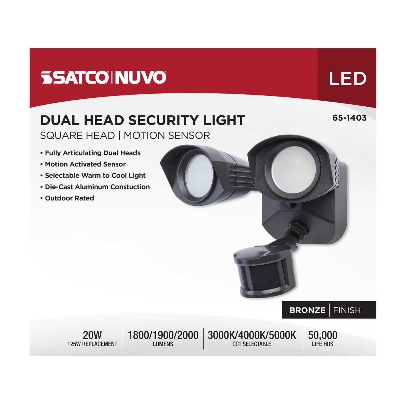 LED 2 SQUARE HEAD SECURITY LGT - 65-1403
