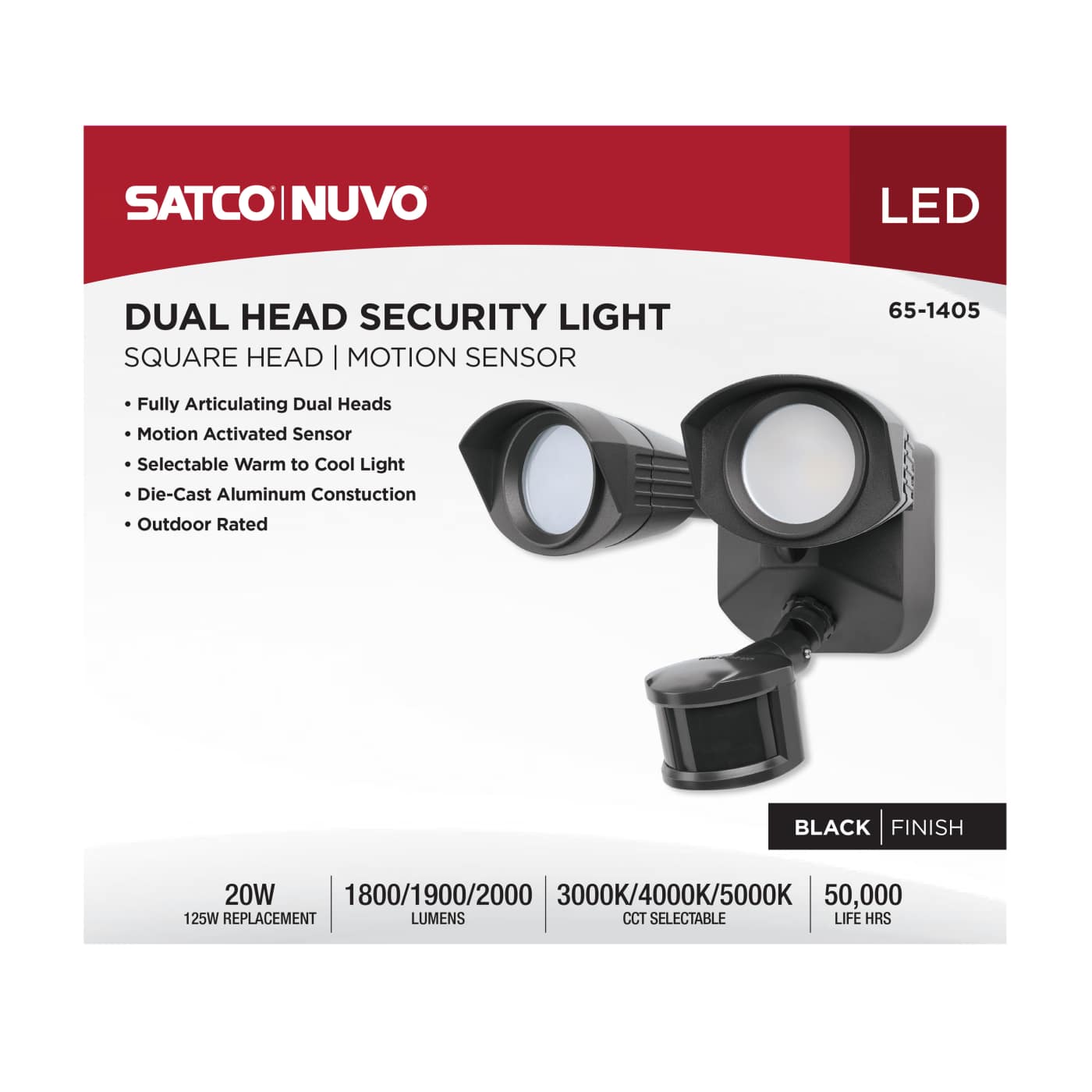 LED 2 SQUARE HEAD SECURITY LGT - 65-1405