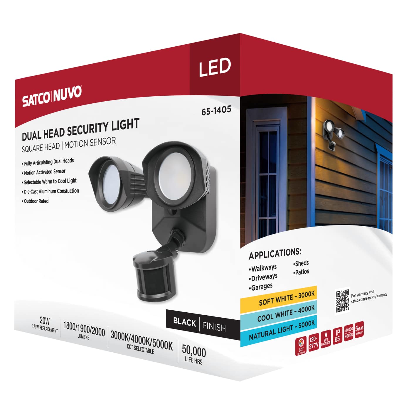 LED 2 SQUARE HEAD SECURITY LGT - 65-1405