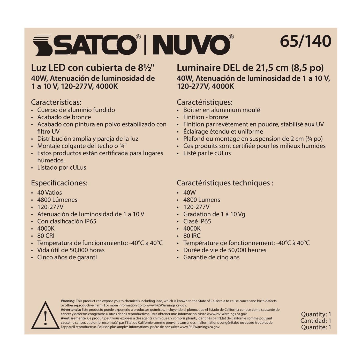 40W LED CANOPY FIXTURE 8.5" - 65-140