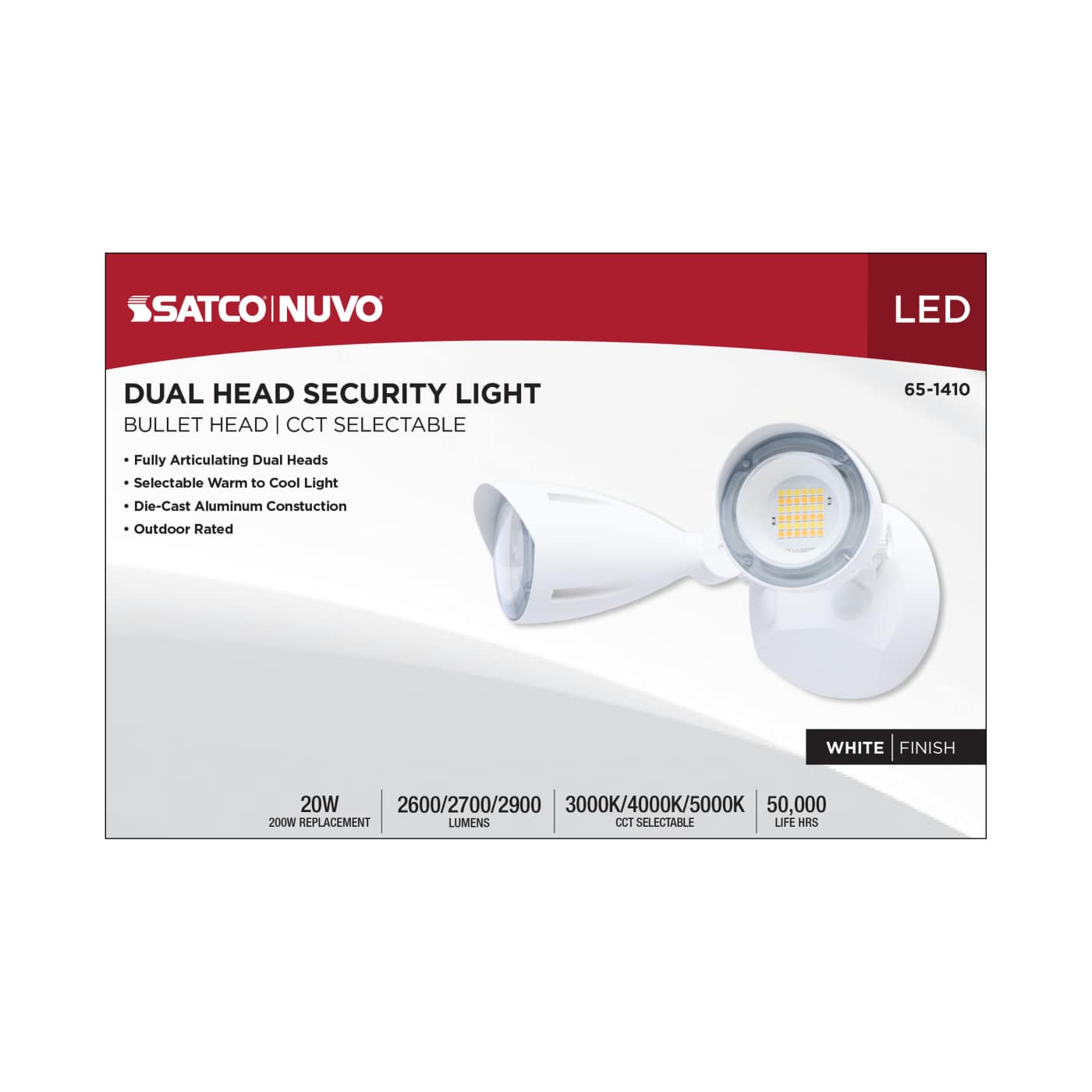 LED 2 BULLET HEAD SECURITY LGT - 65-1410