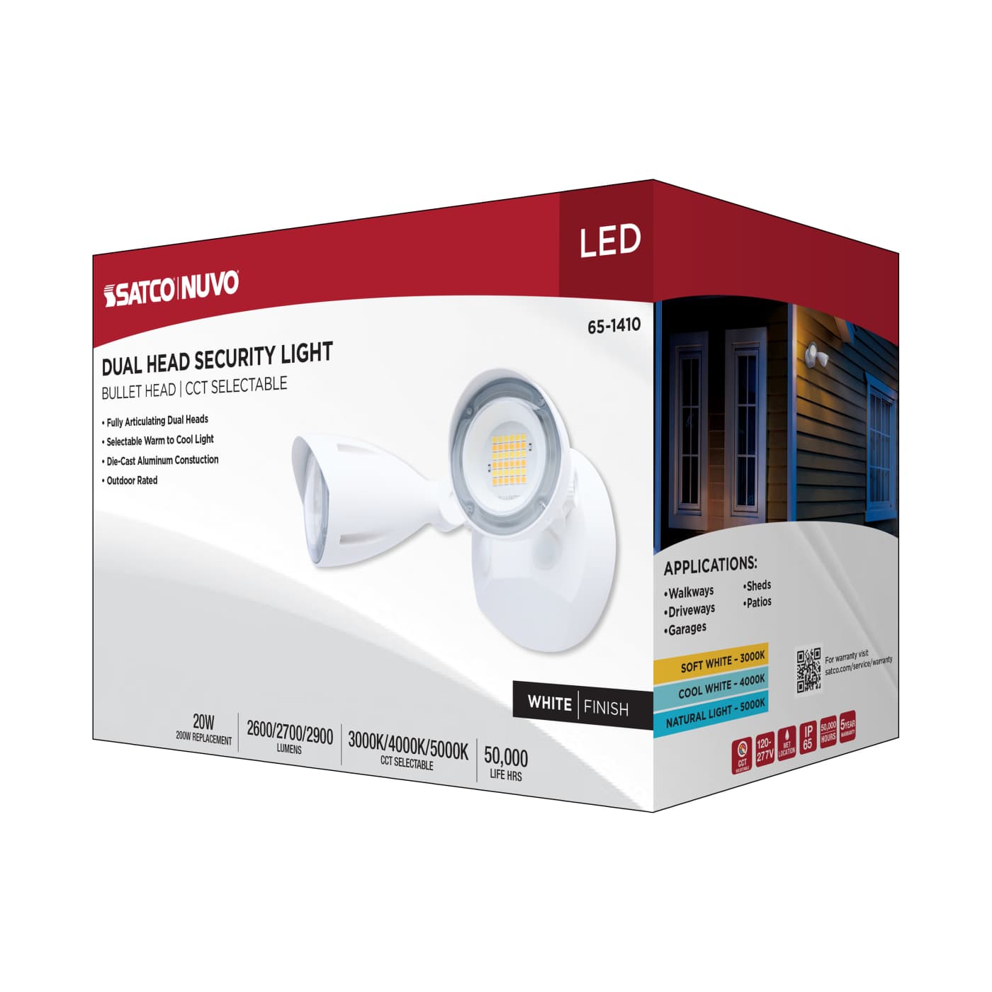 LED 2 BULLET HEAD SECURITY LGT - 65-1410